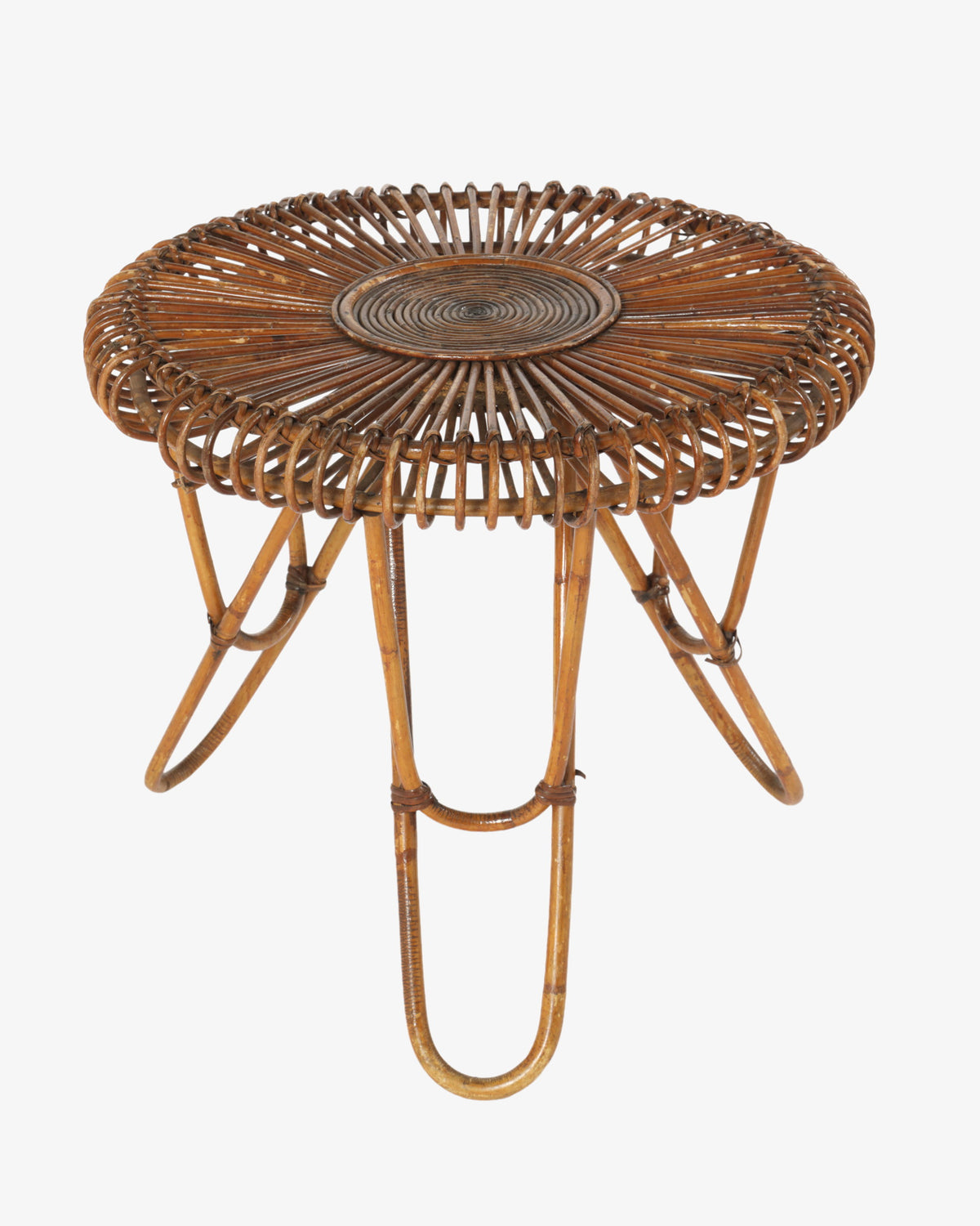 Small round bamboo table from the 1960s