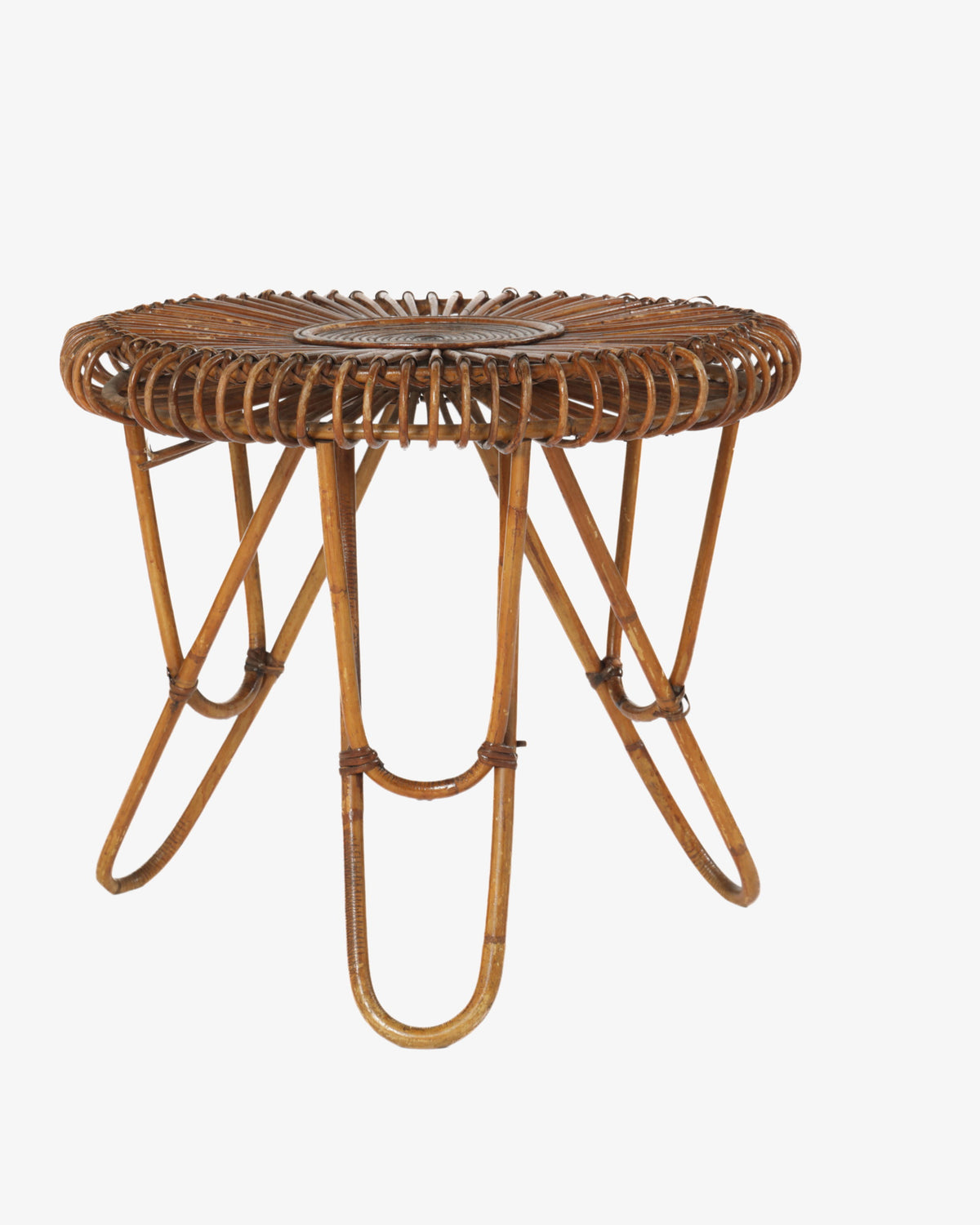 Small round bamboo table from the 1960s