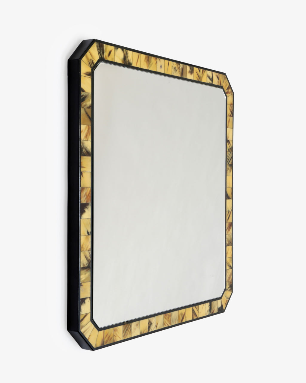 Horn and black lacquer mirror from the 1980s
