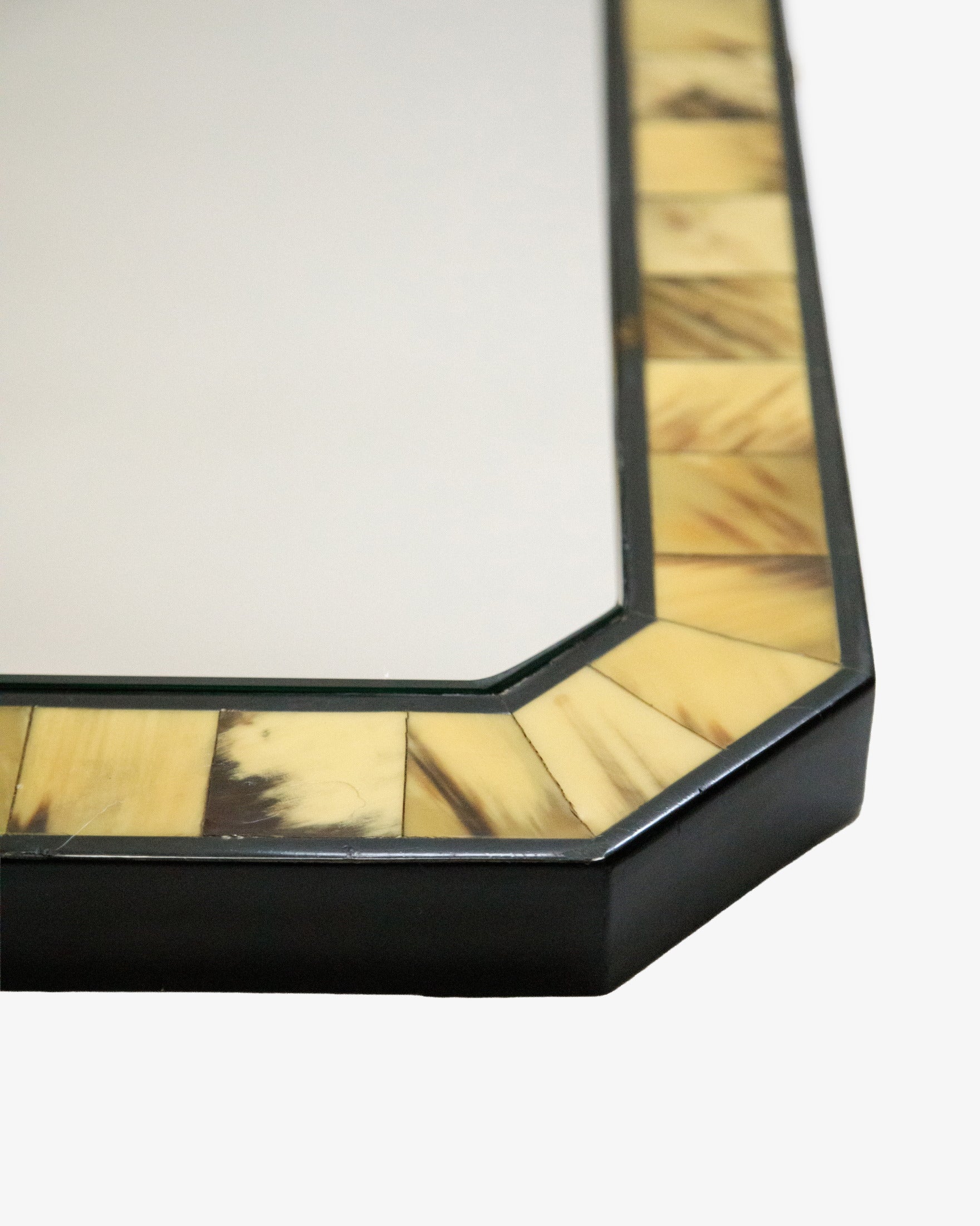 Horn and black lacquer mirror from the 1980s