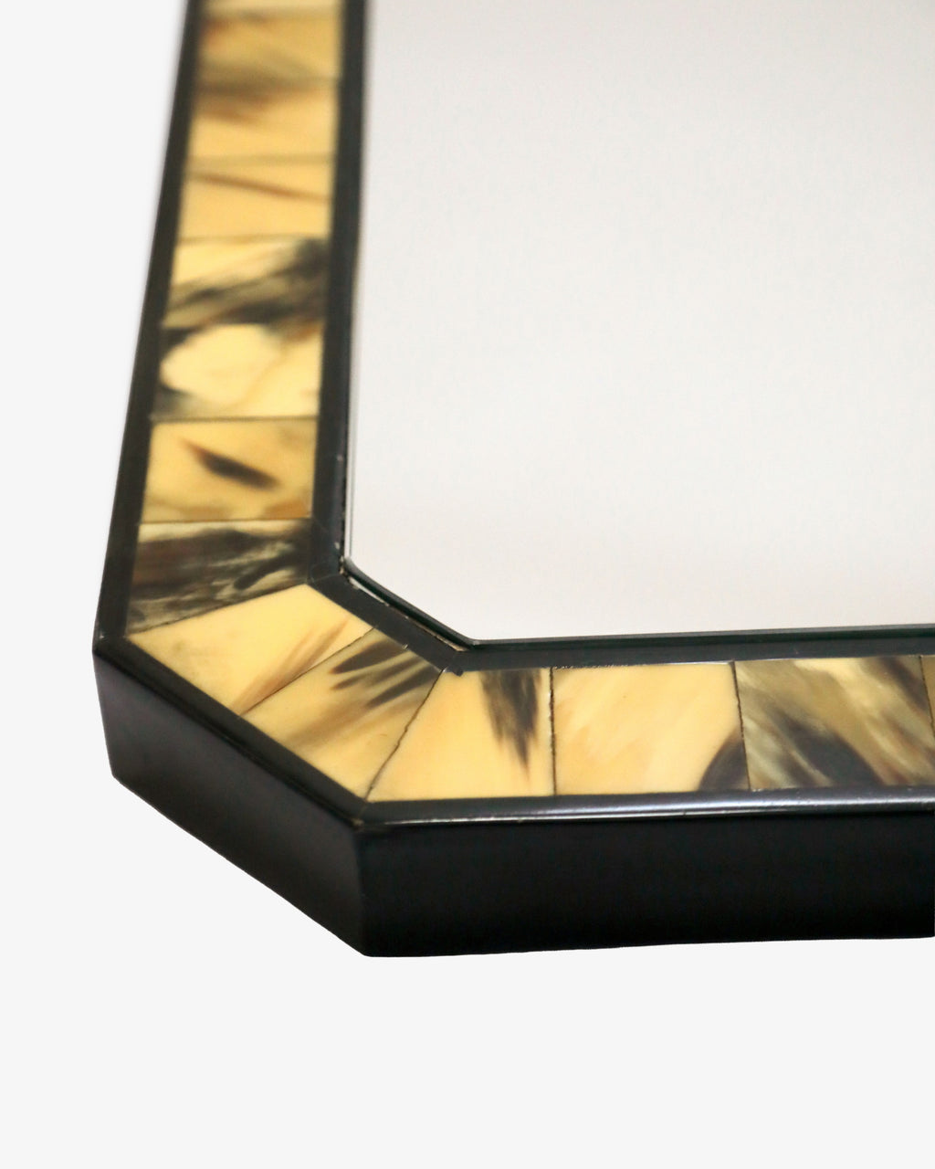 Horn and black lacquer mirror from the 1980s
