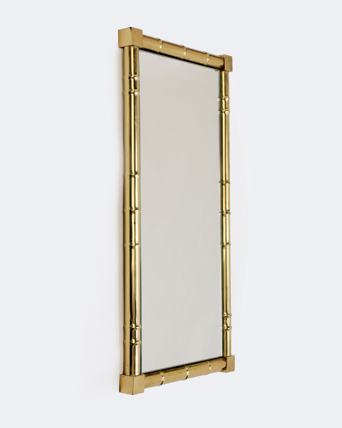Specchiera anni 70 ottone bamboo