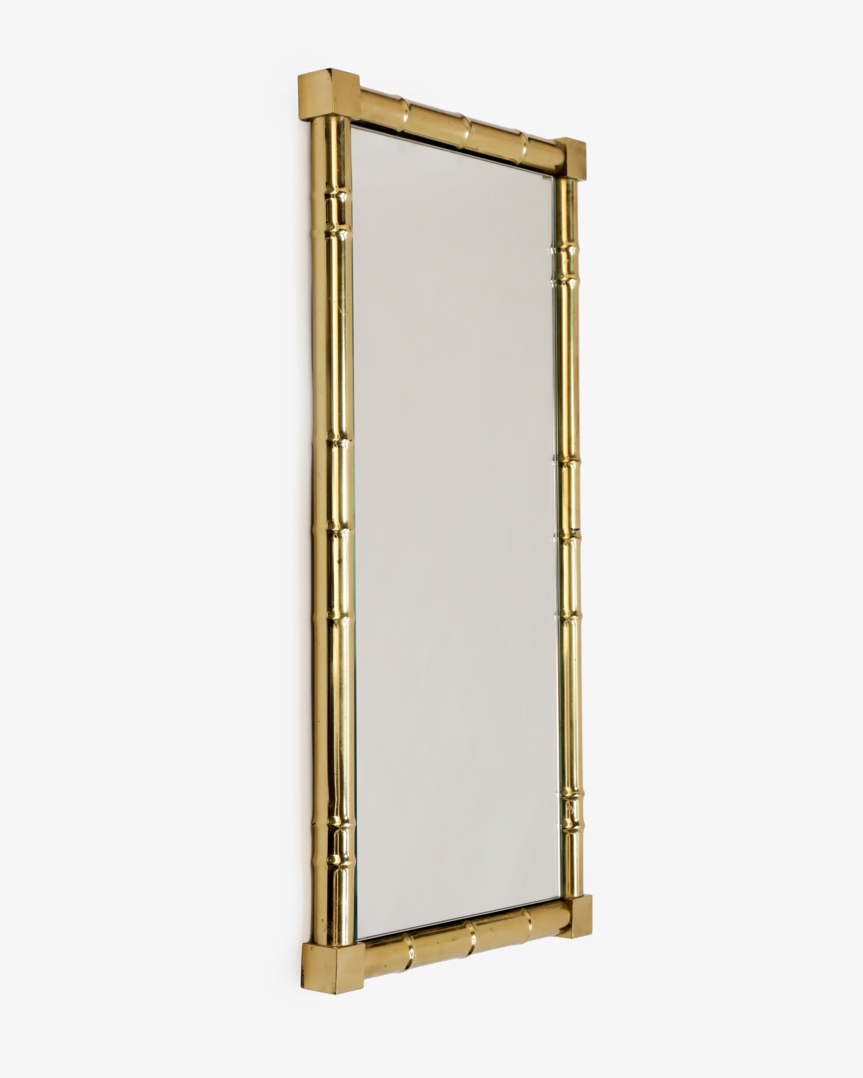 1970s brass bamboo mirror