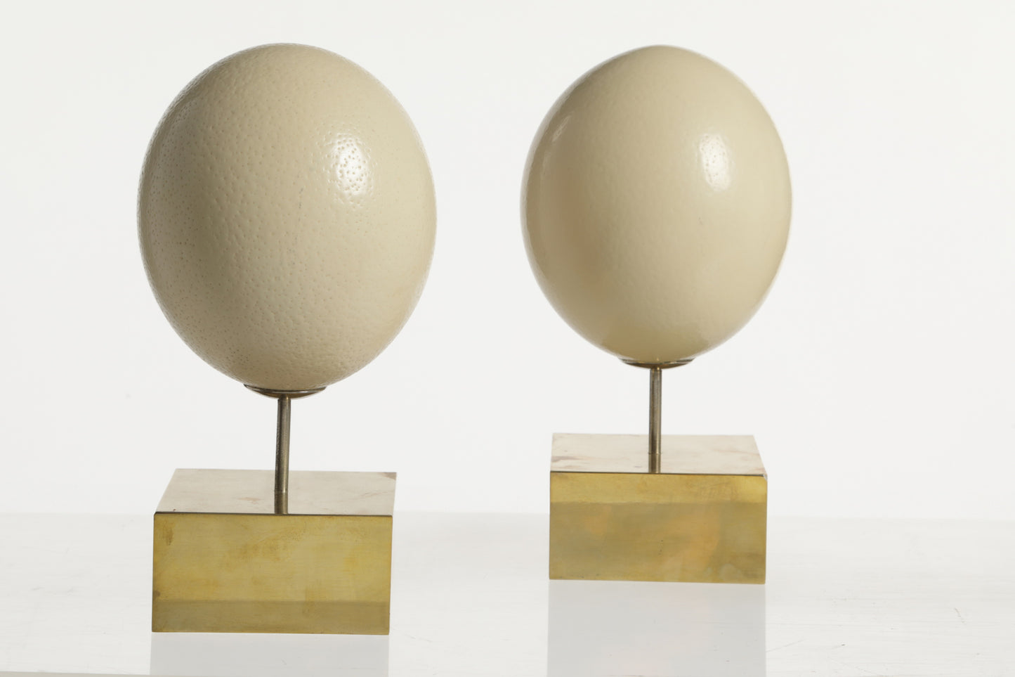 Ostrich Egg Centerpiece Pair 70s