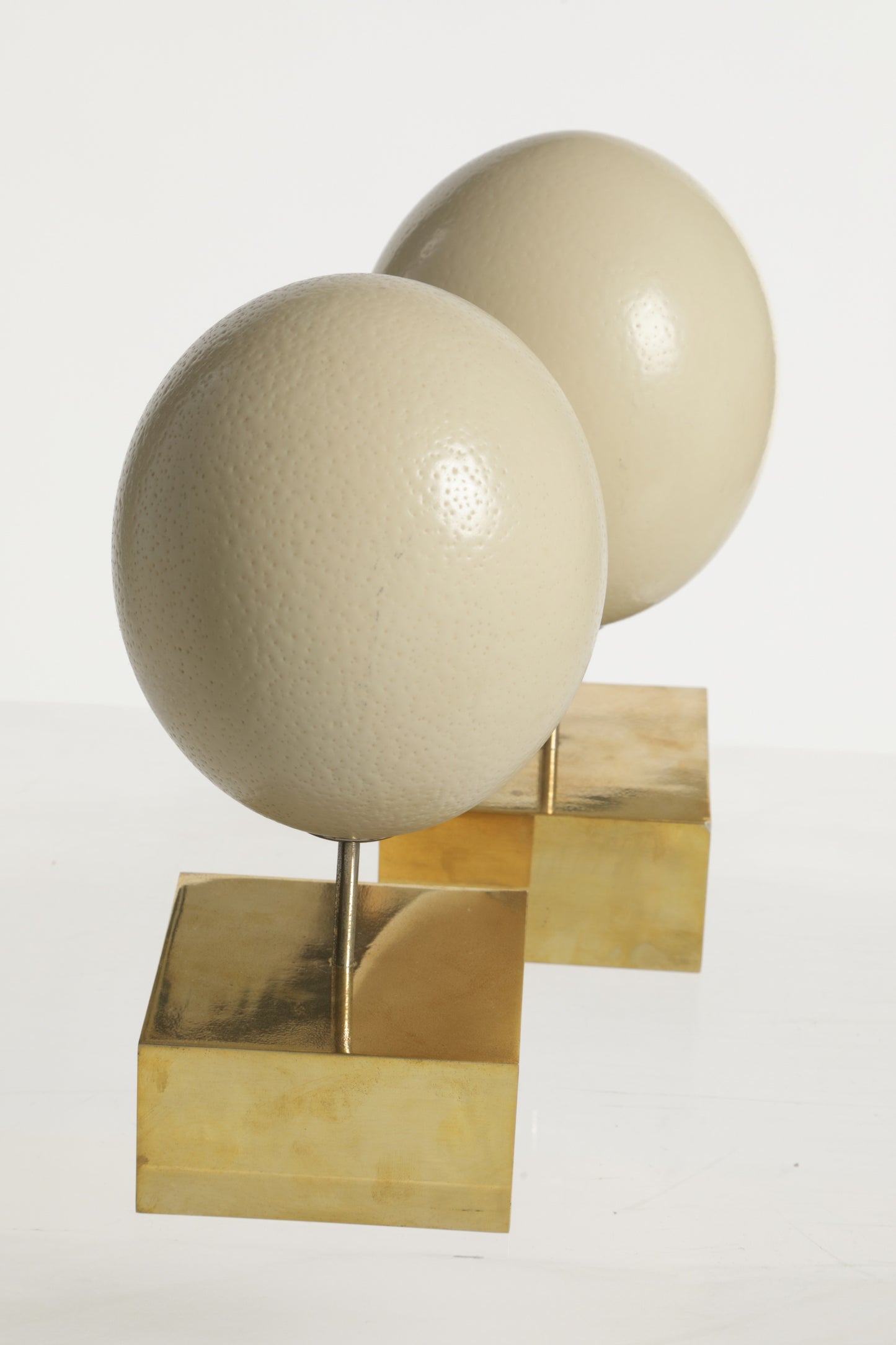 Ostrich Egg Centerpiece Pair 70s