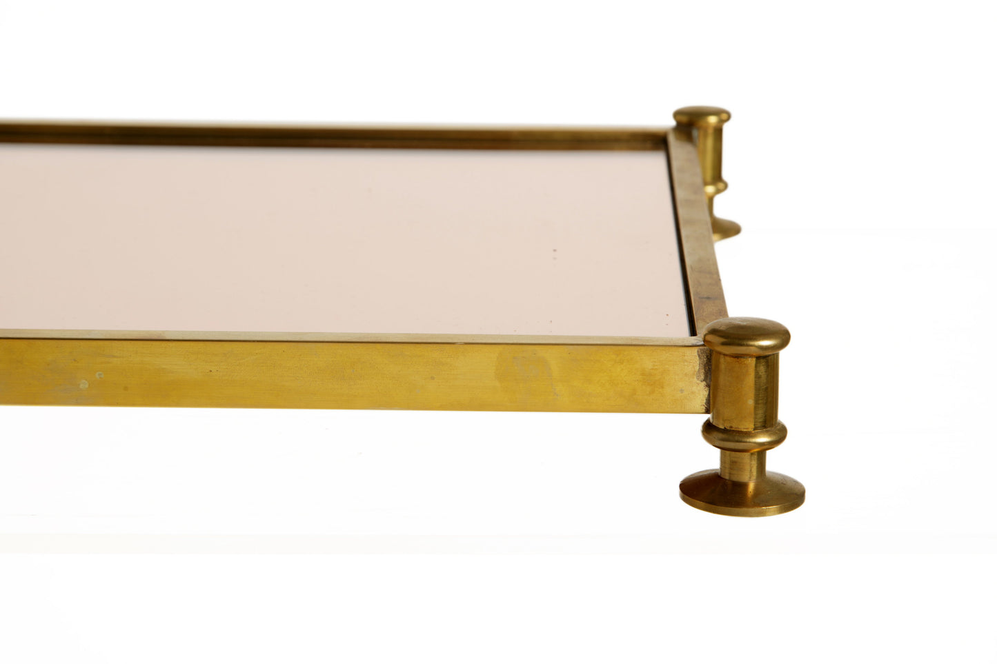 70s tray in brass and smoked glass