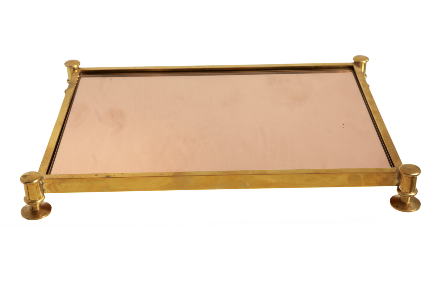 70s tray in brass and smoked glass