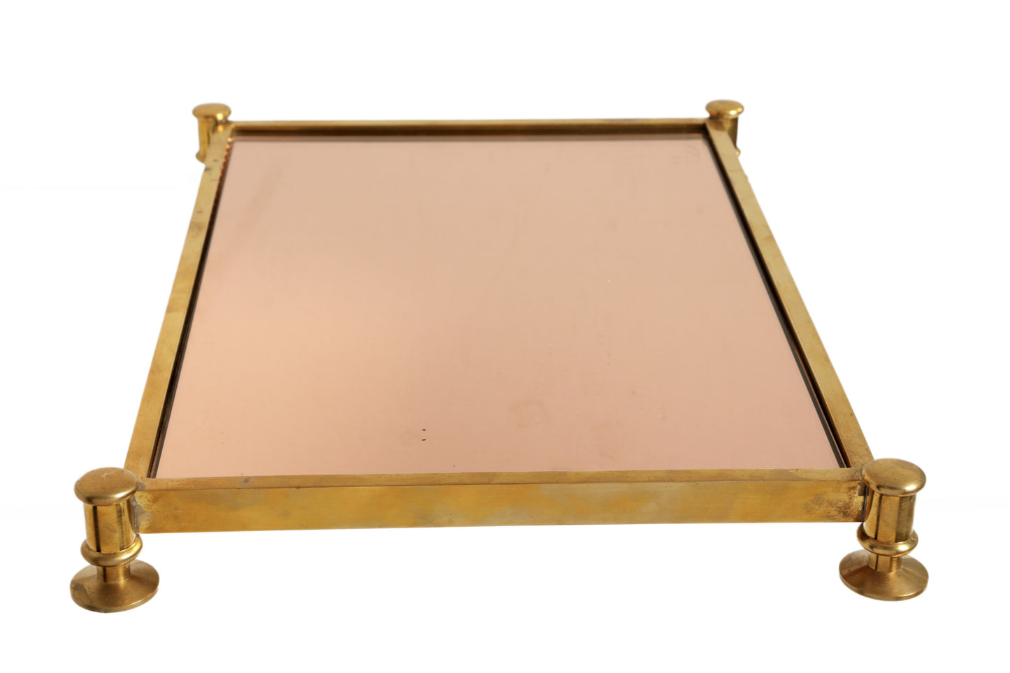 70s tray in brass and smoked glass