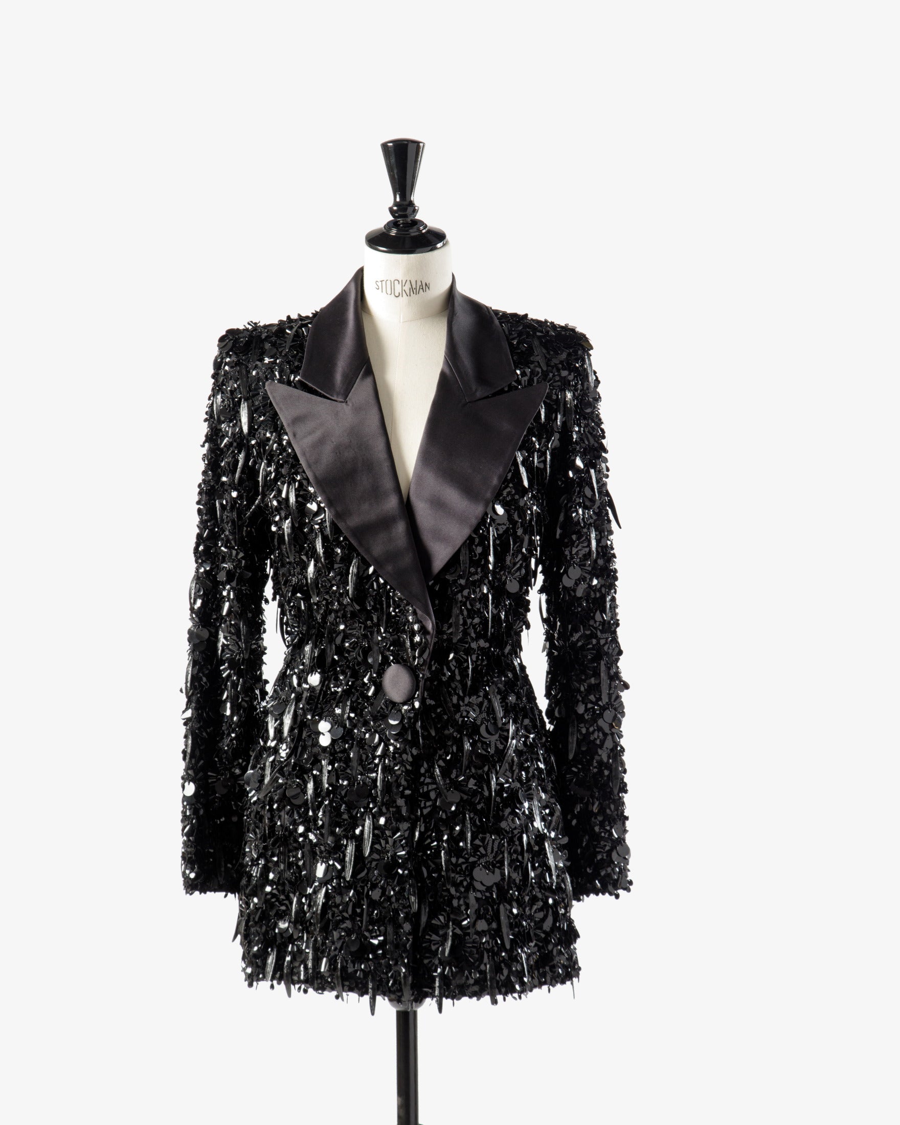 Lancetti black blazer with sequins and feathers