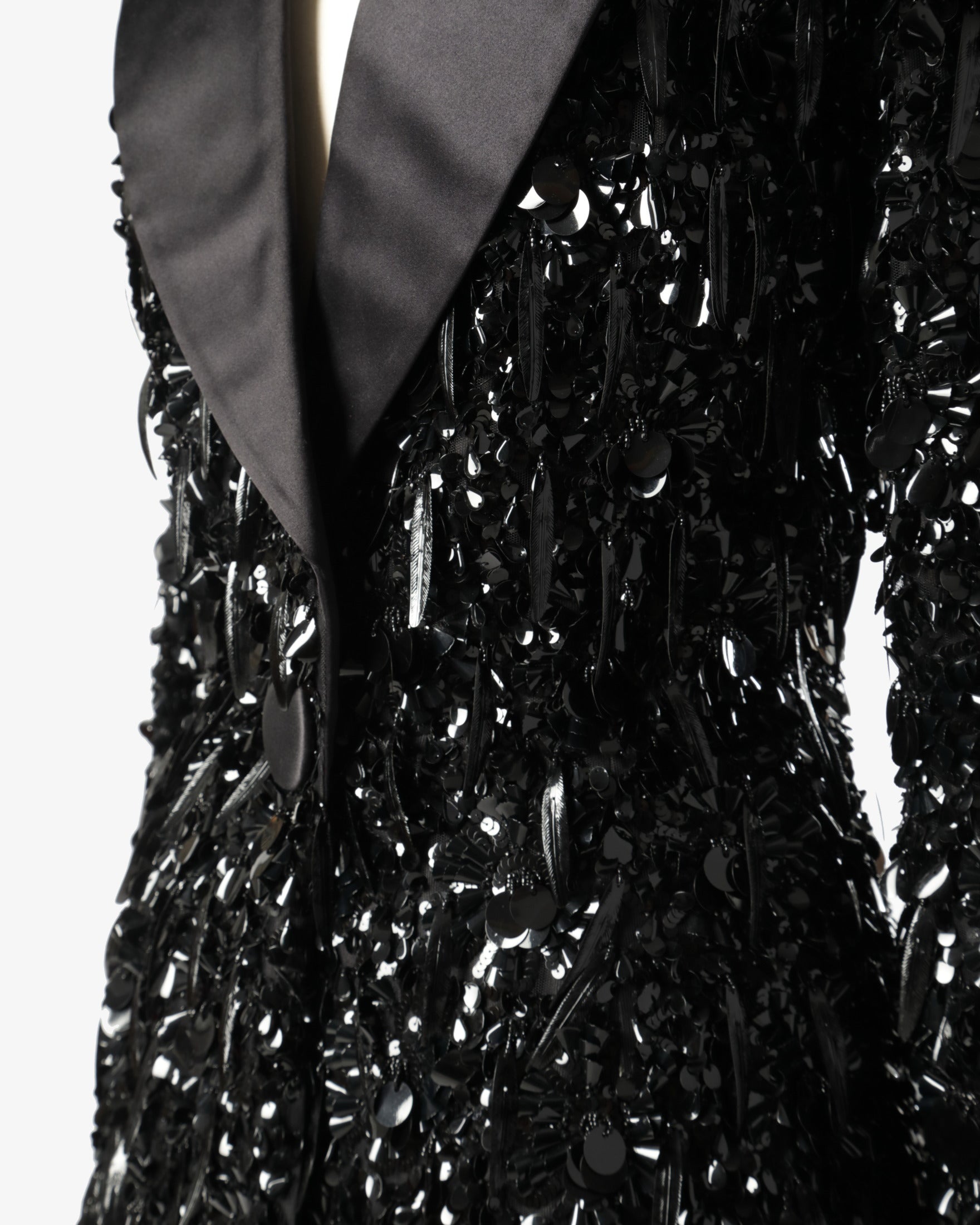 Lancetti black blazer with sequins and feathers
