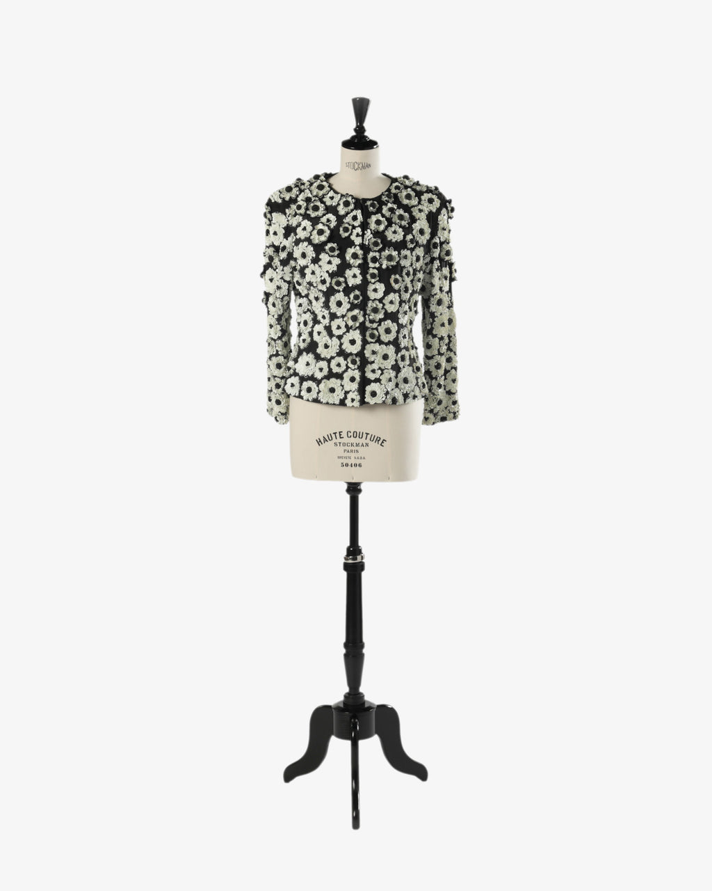 Furstenberg black and white sequined flower jacket