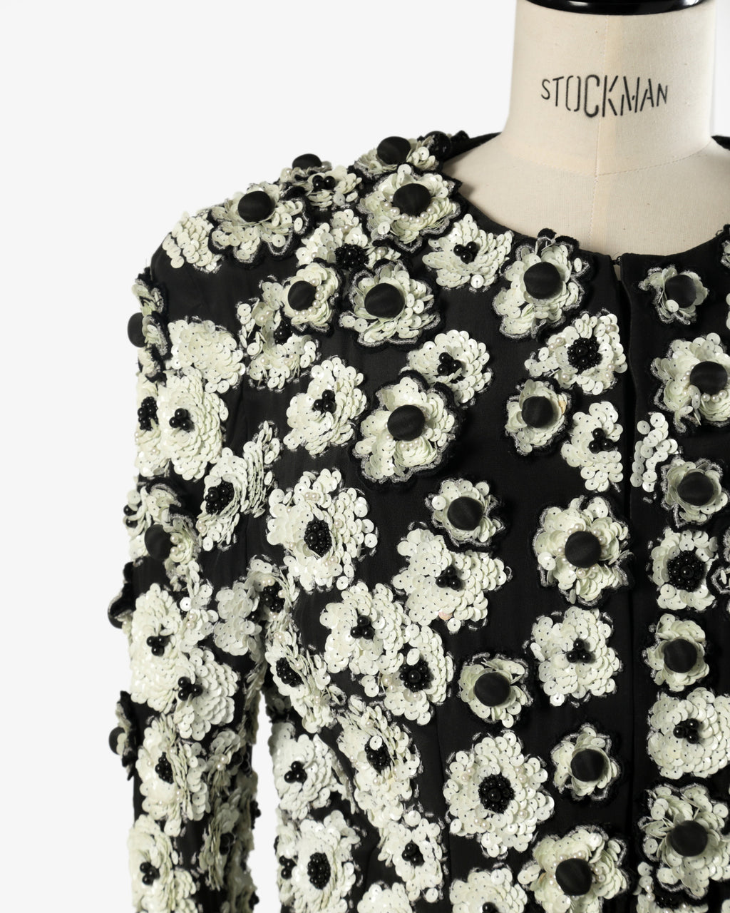 Furstenberg black and white sequined flower jacket