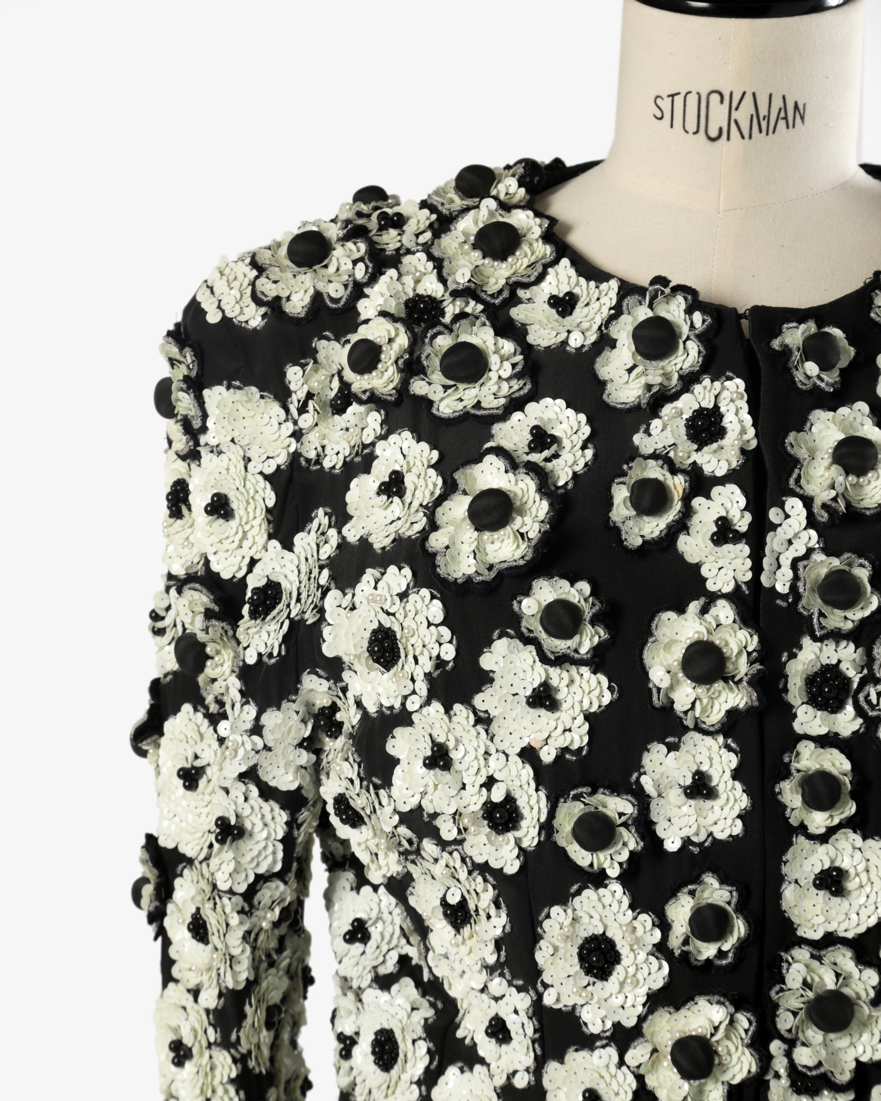 Furstenberg black and white sequined flower jacket