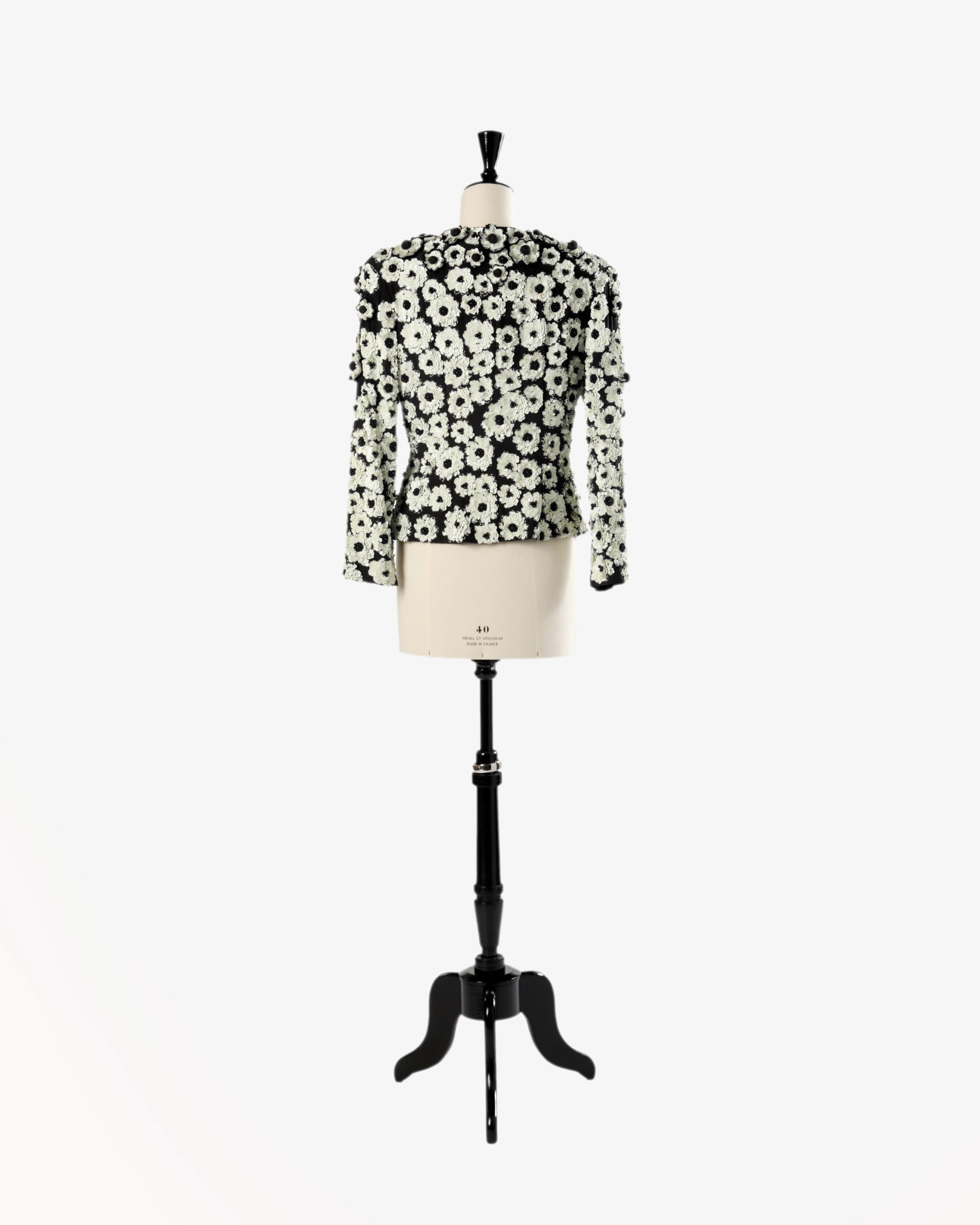 Furstenberg black and white sequined flower jacket