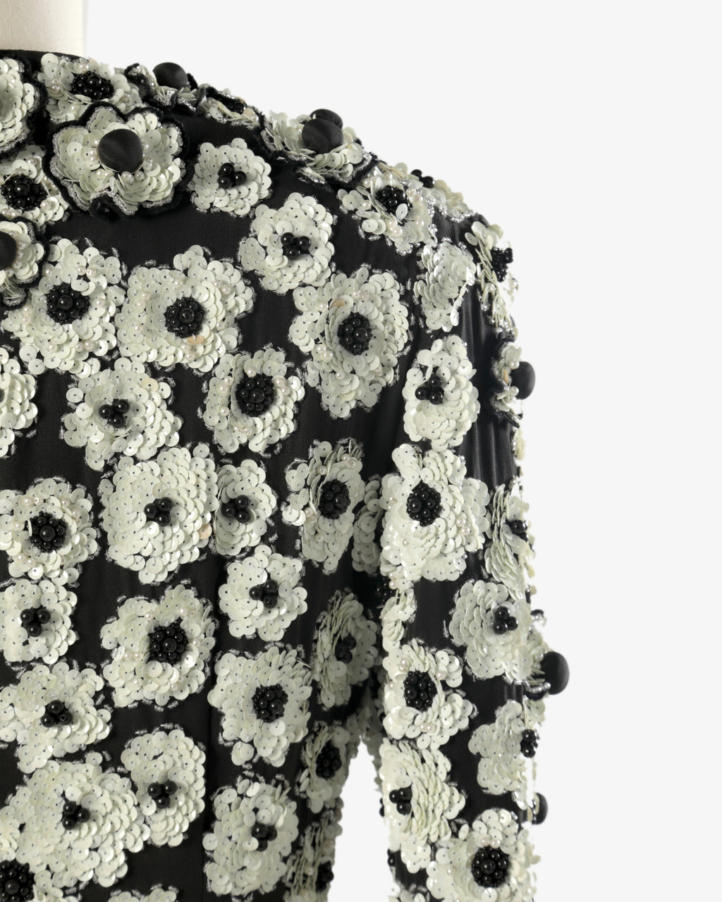 Furstenberg black and white sequined flower jacket