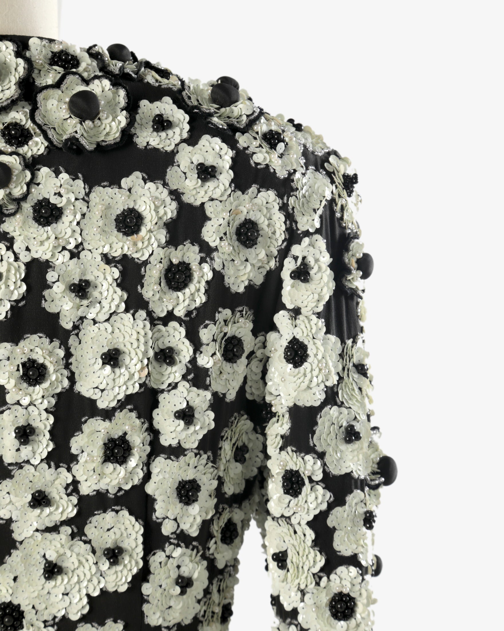 Furstenberg black and white sequined flower jacket