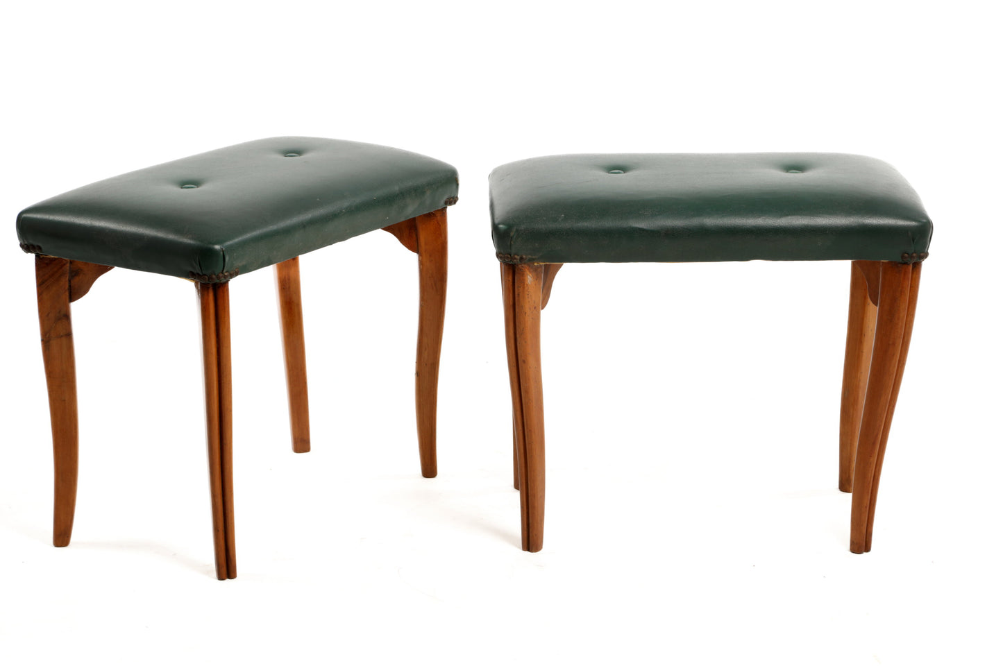 Pair of 50s green skai benches