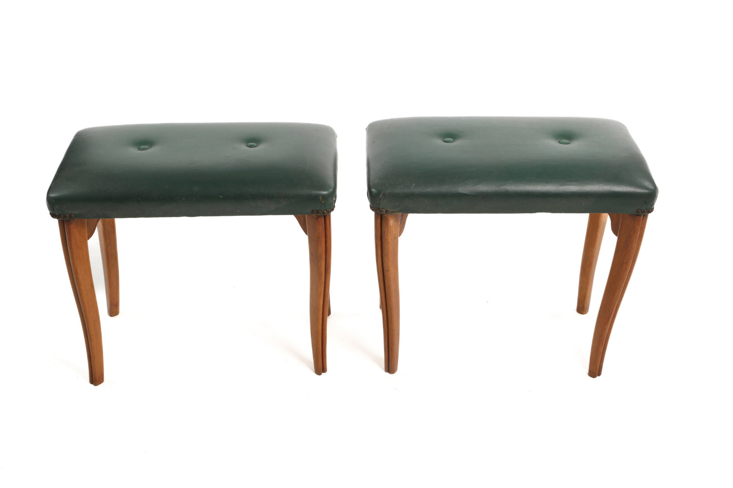 Pair of 50s green skai benches