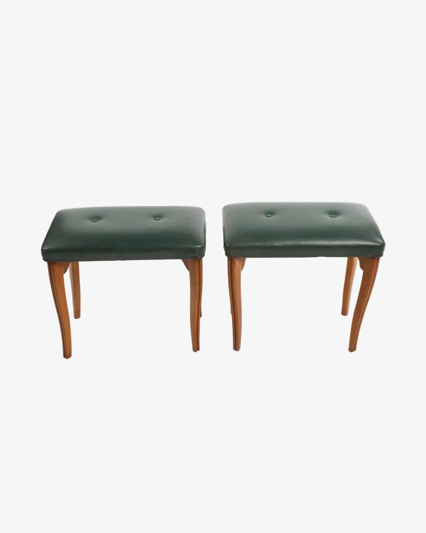 Pair of 50s green skai benches
