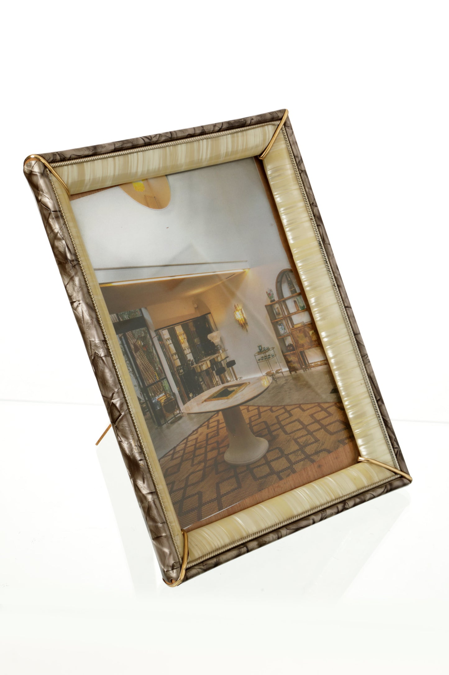 Pair of 60s resin pearl effect photo frames