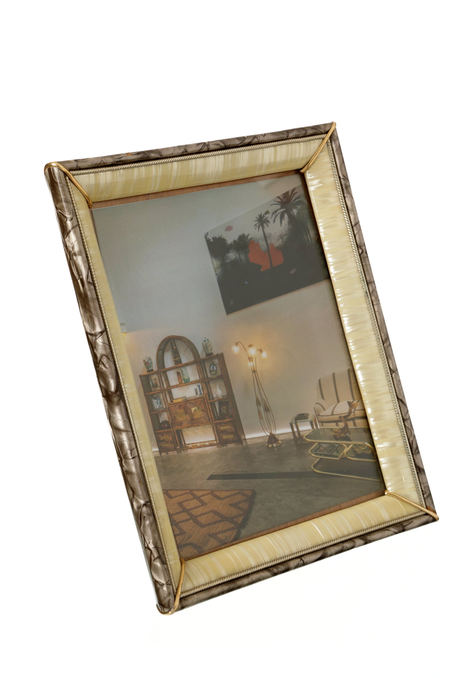 Pair of 60s resin pearl effect photo frames