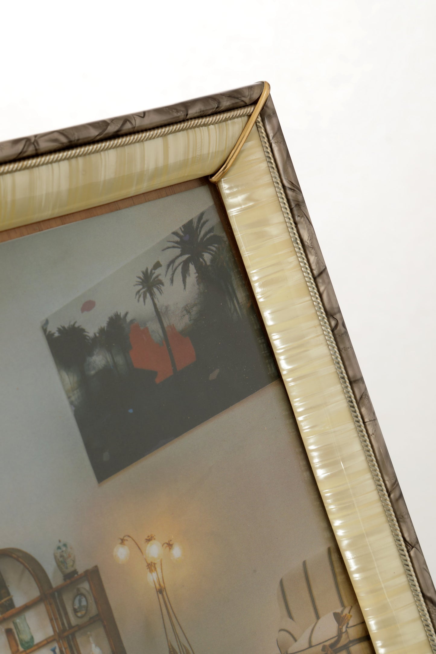 Pair of 60s resin pearl effect photo frames