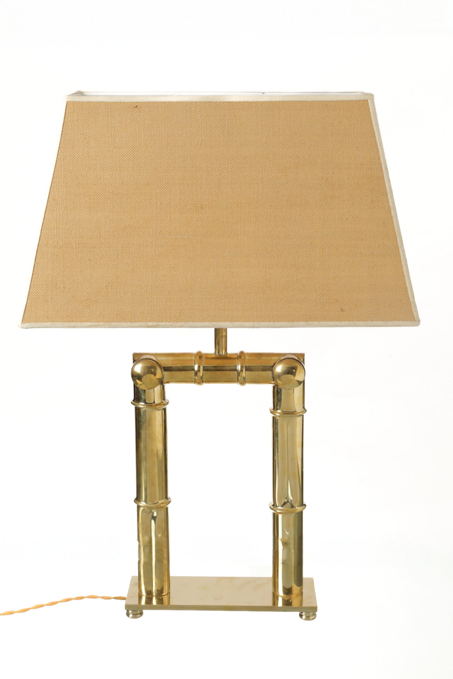 Pair of 70's table lamps, broken bamboo brass