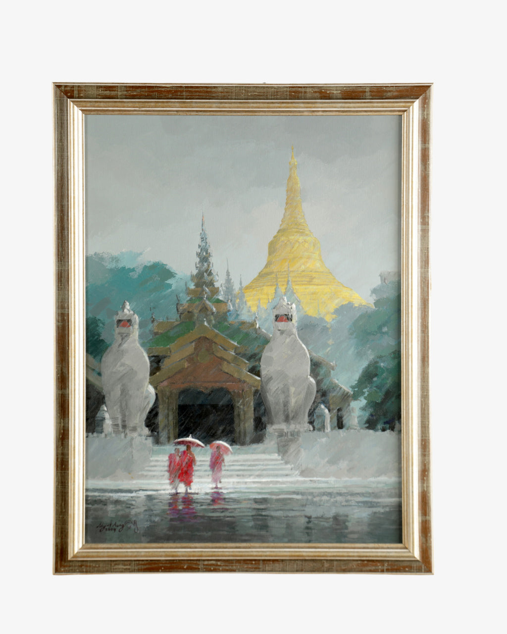 Dipinto Shwedagon Pagoda Mint aung metà XX secolo