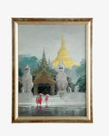 Dipinto Shwedagon Pagoda Mint aung metà XX secolo