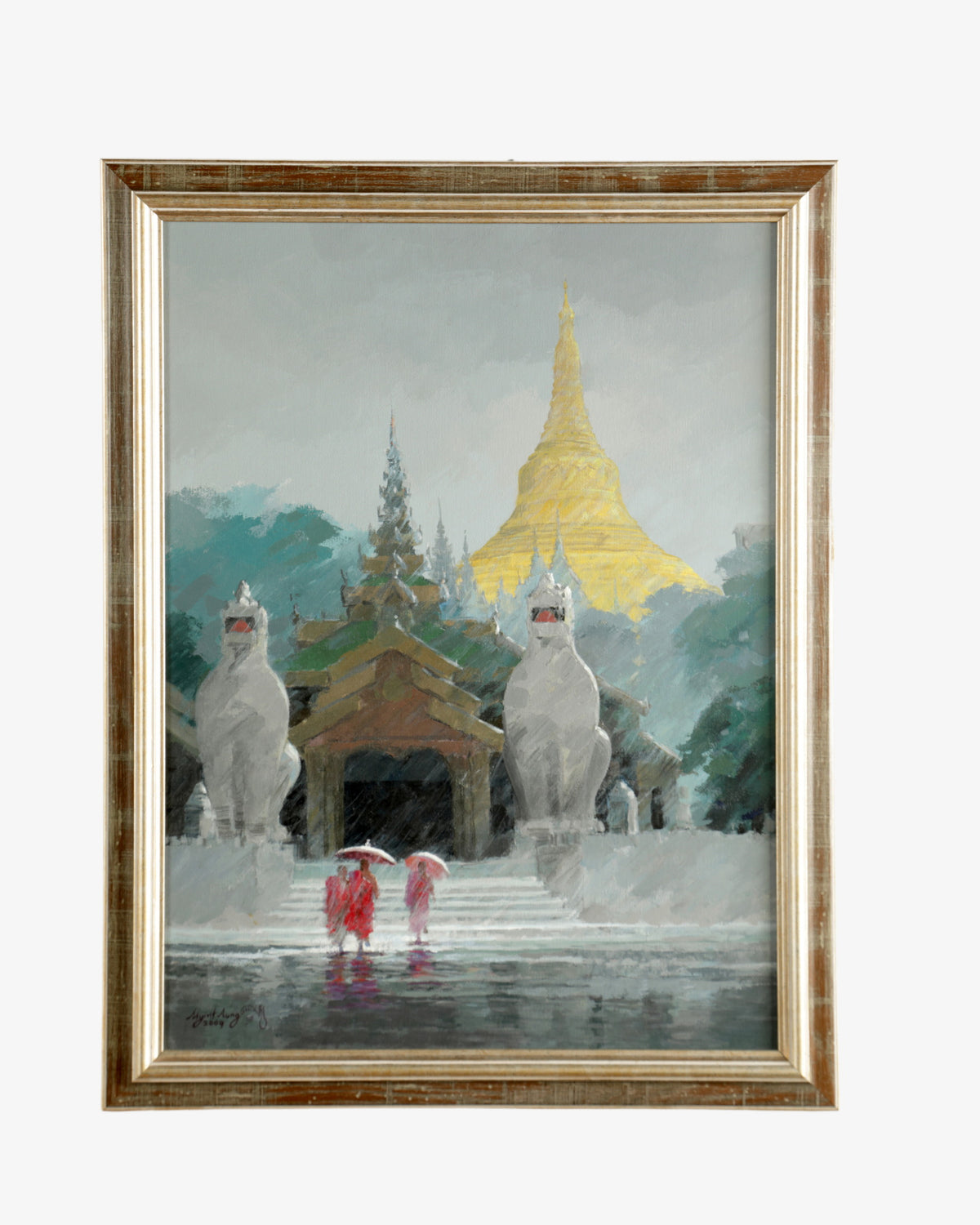 Dipinto Shwedagon Pagoda Mint aung metà XX secolo