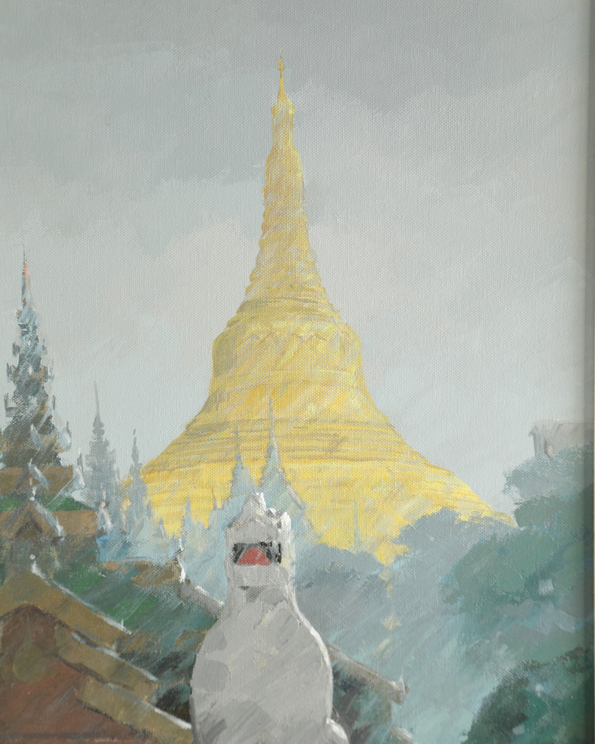 Dipinto Shwedagon Pagoda Mint aung metà XX secolo