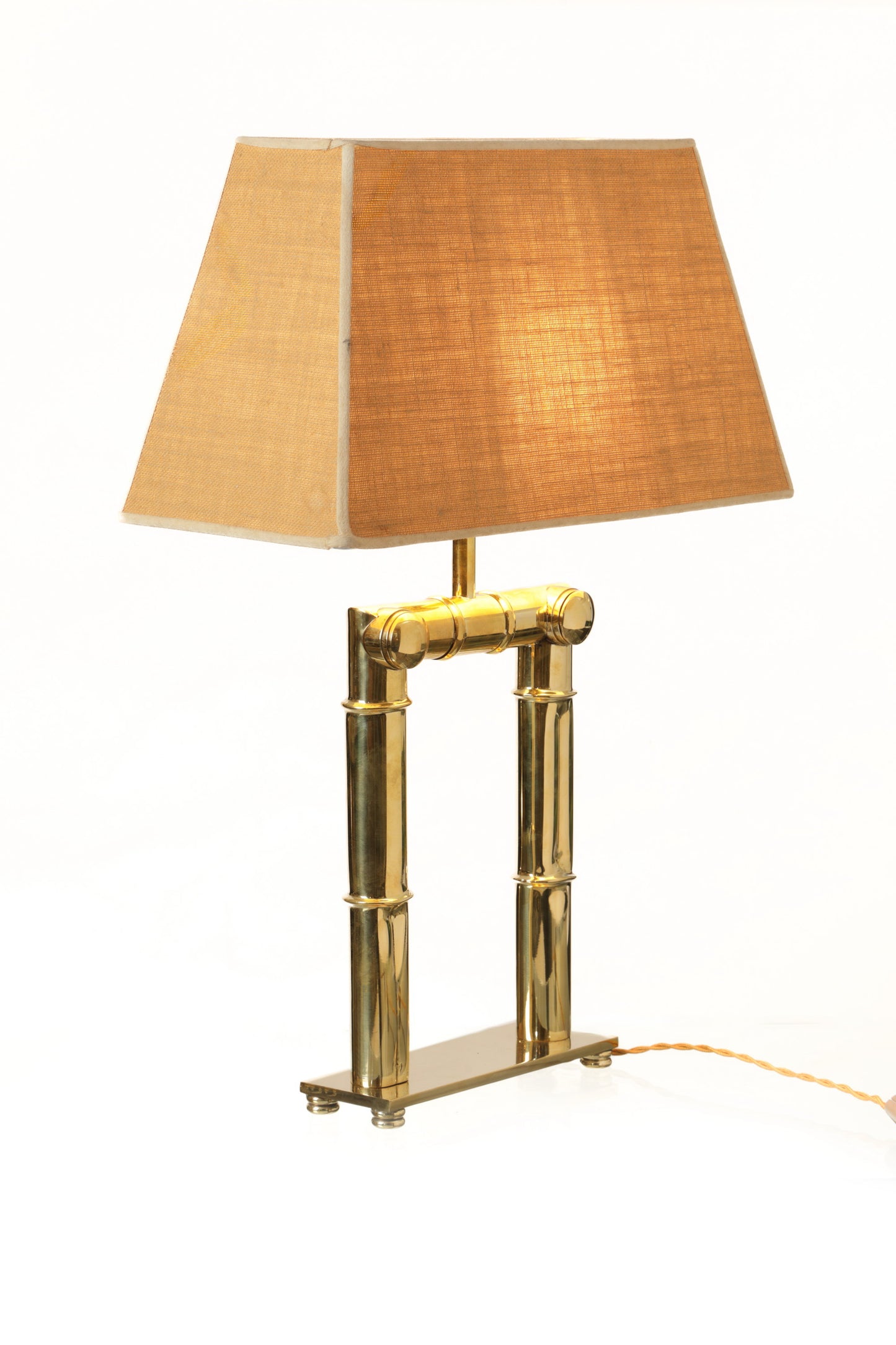 Pair of 70's table lamps, broken bamboo brass