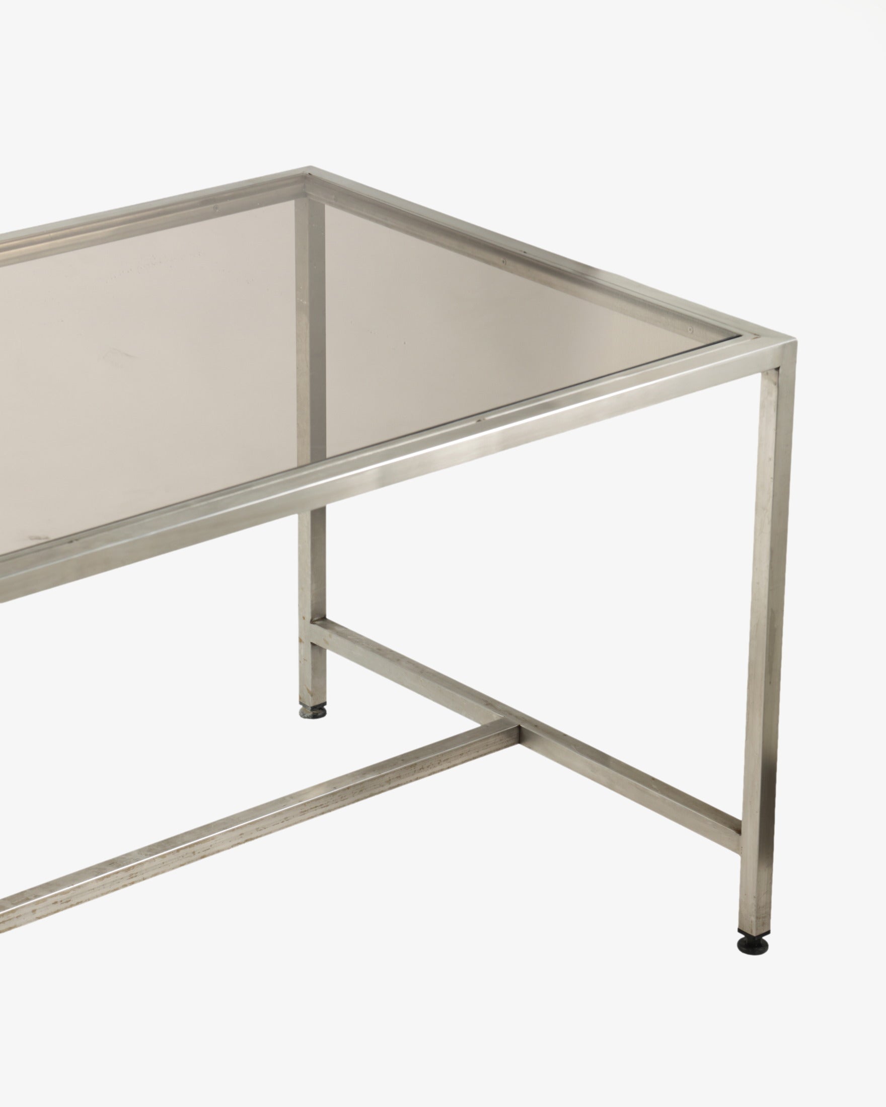 Steel and smoked glass table from the 70s