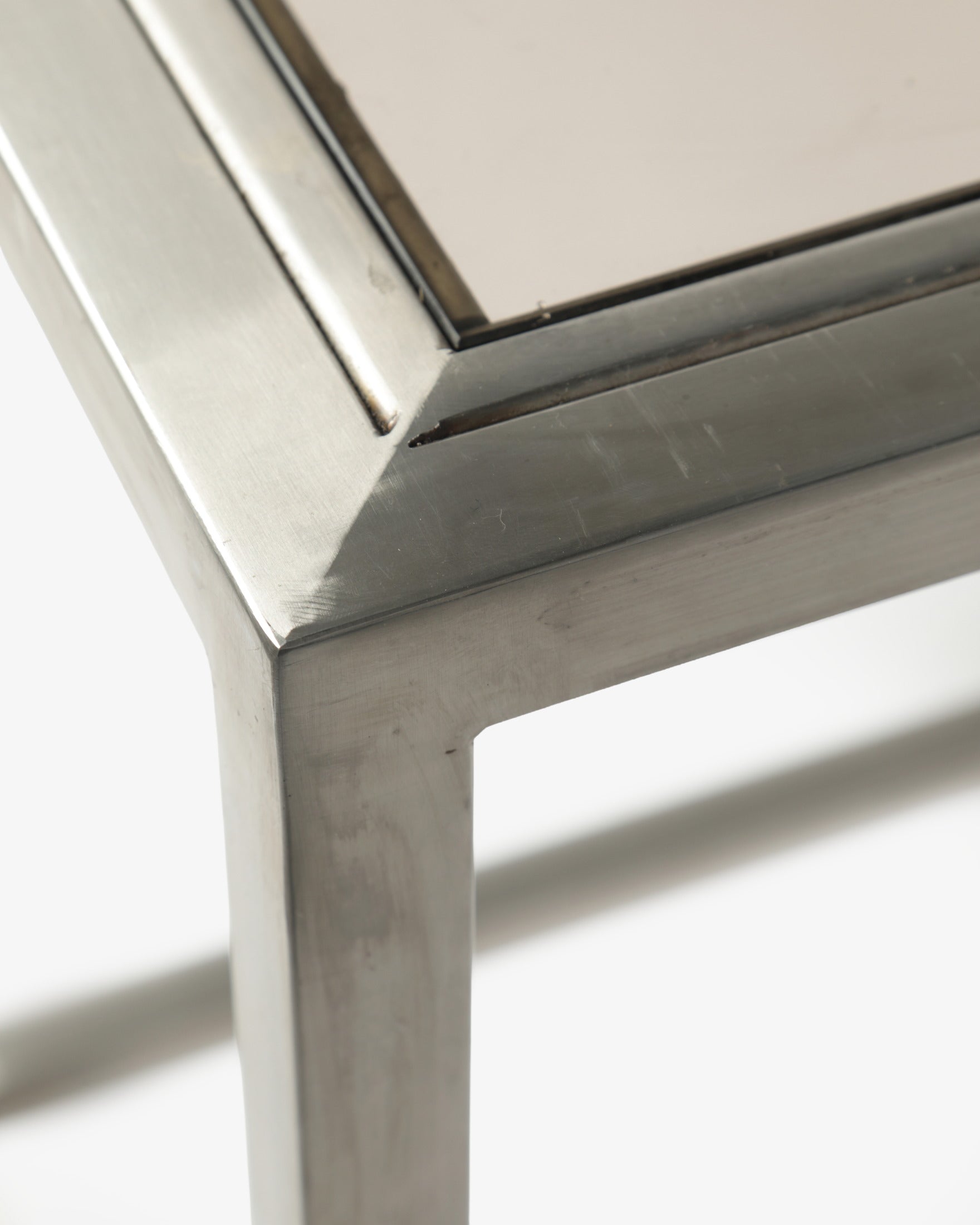 Steel and smoked glass table from the 70s