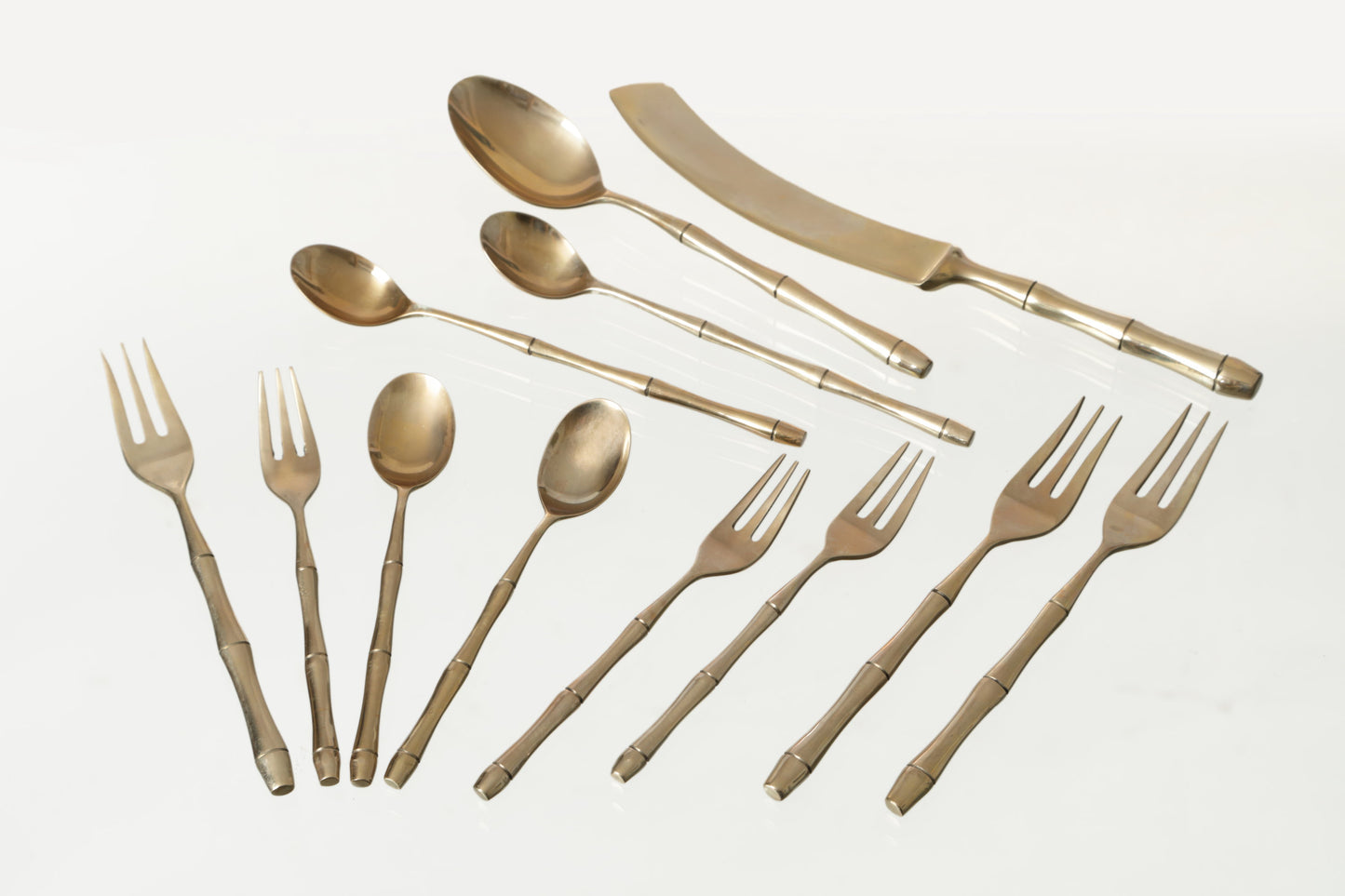 70s bamboo cutlery brass