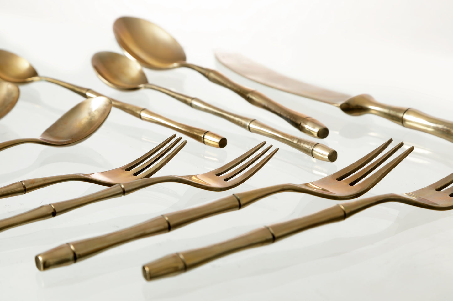 70s bamboo cutlery brass