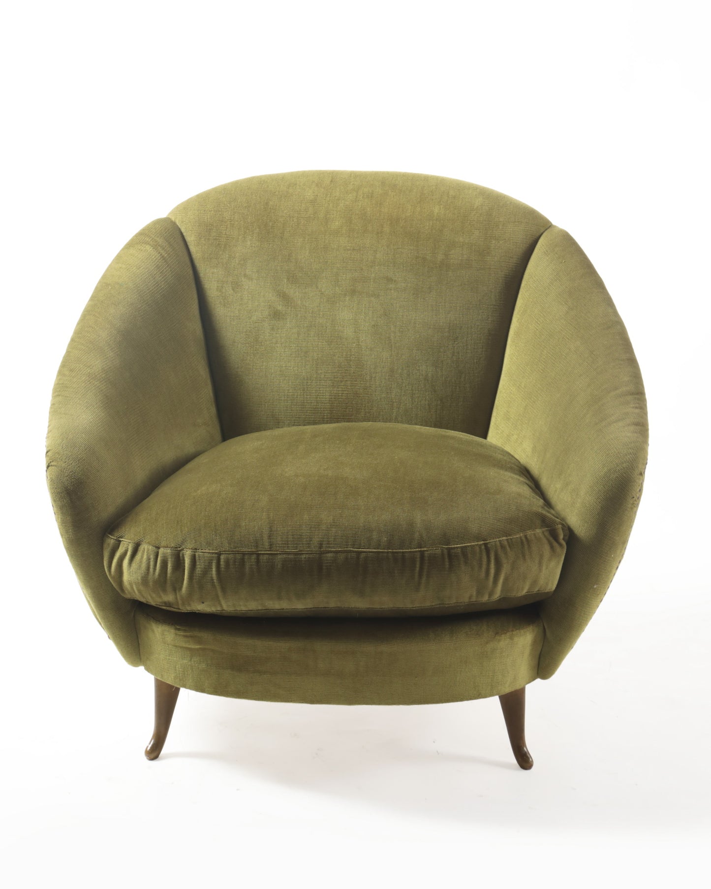1950s armchair in olive green velvet