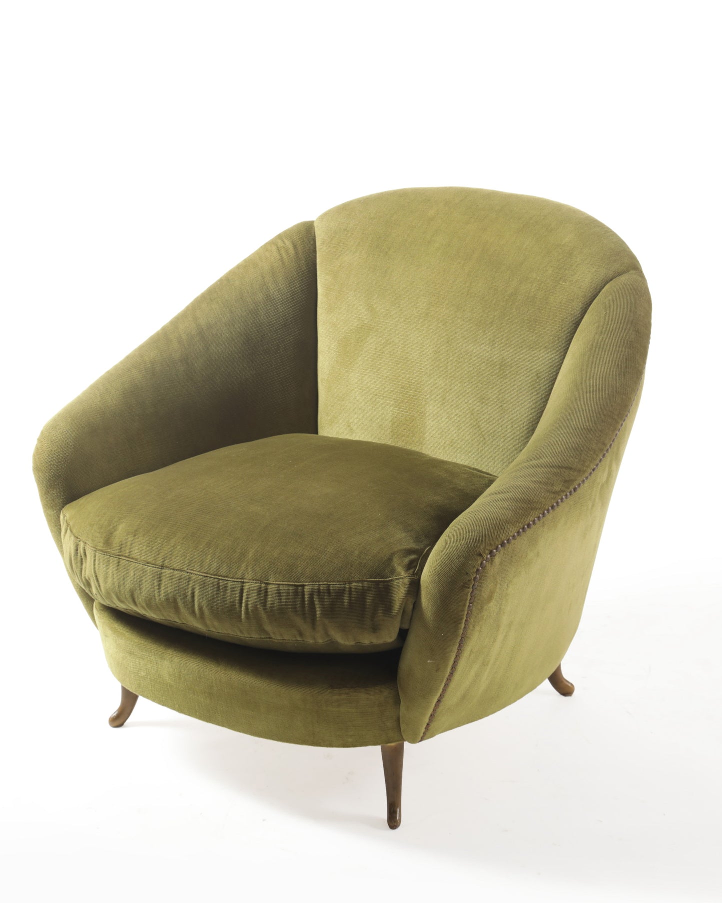 Poltrona anni 50 velluto verde oliva