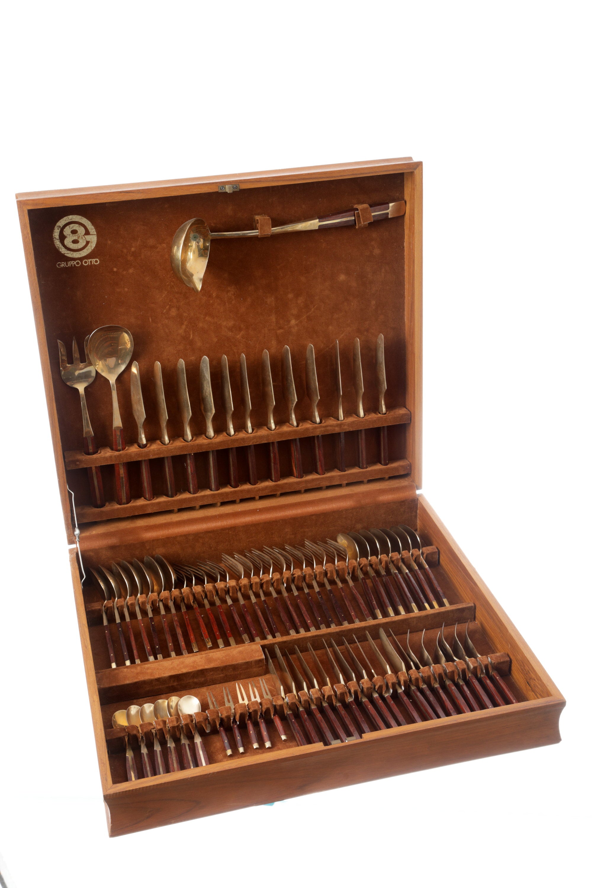 Posate Gruppo Otto in ottone e palissandro anni 70