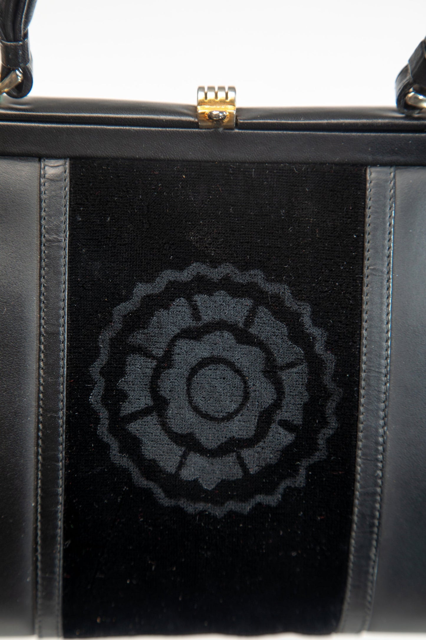 1950s bag in black devorè velvet