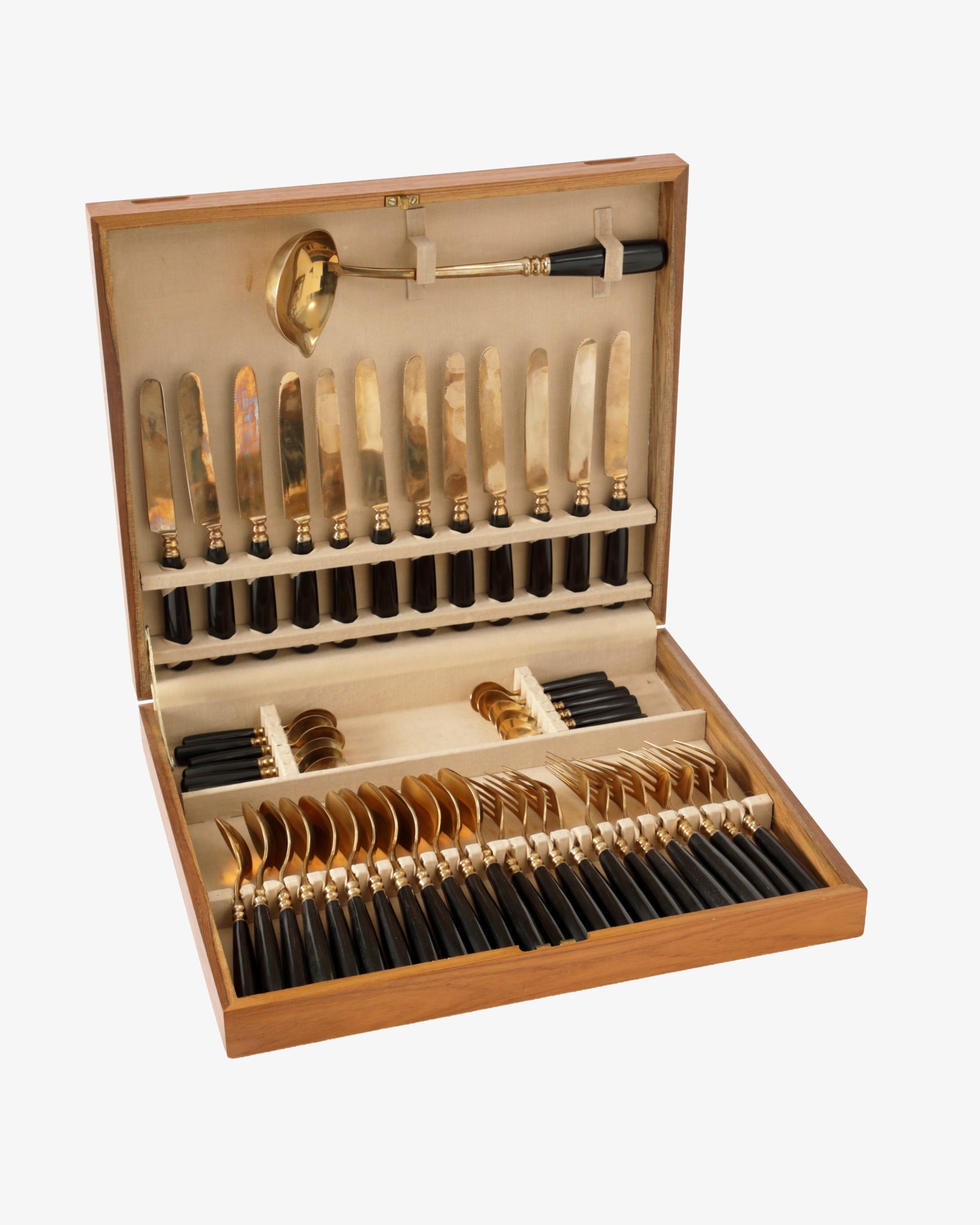 Black Bakelite and brass cutlery from the 1960s