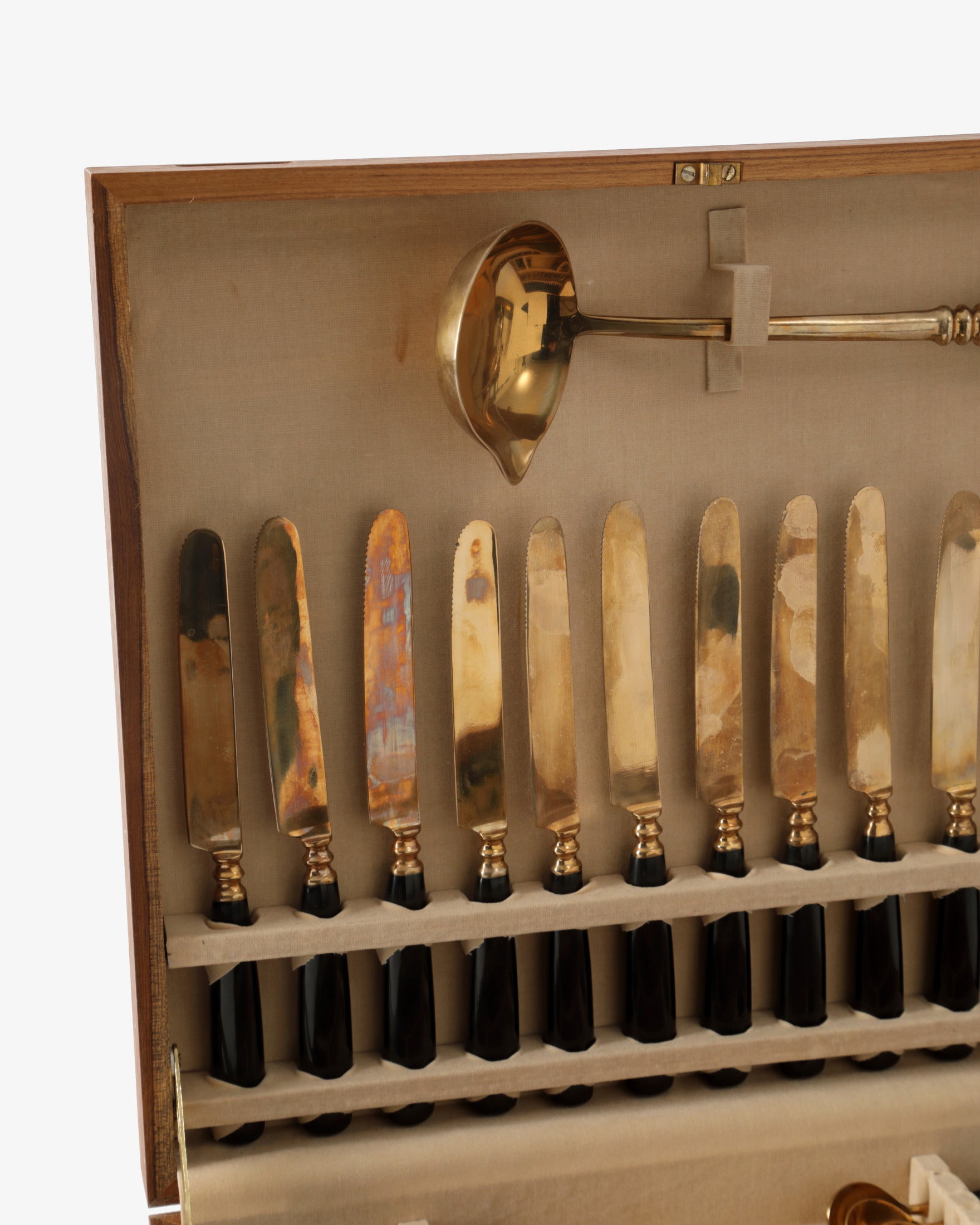 Black Bakelite and brass cutlery from the 1960s