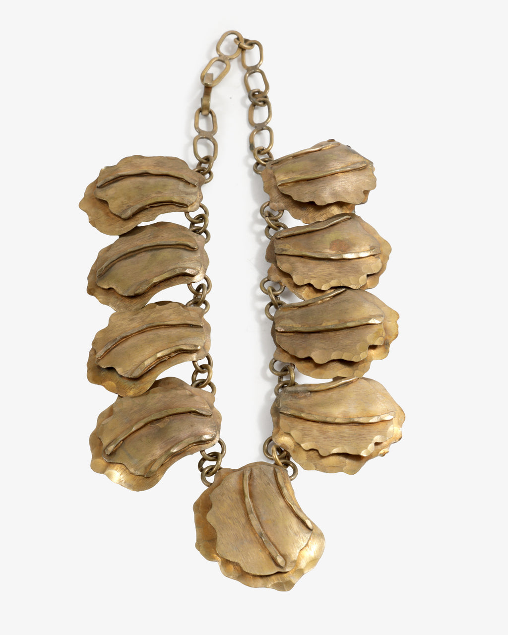Gold metal necklace with petals