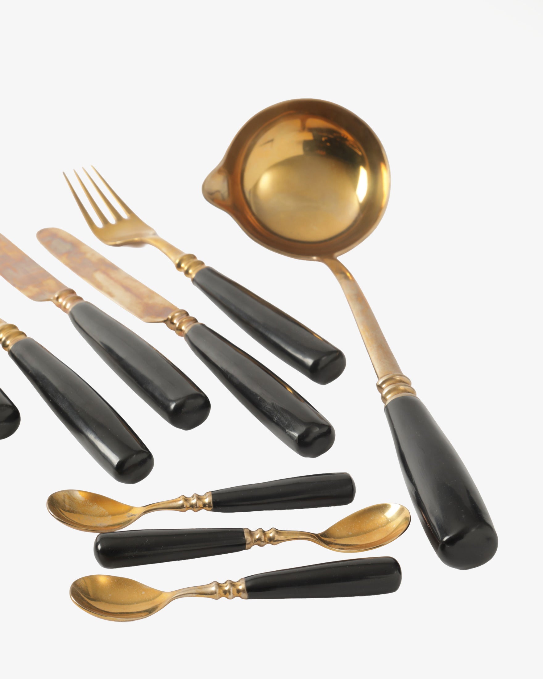 Black Bakelite and brass cutlery from the 1960s