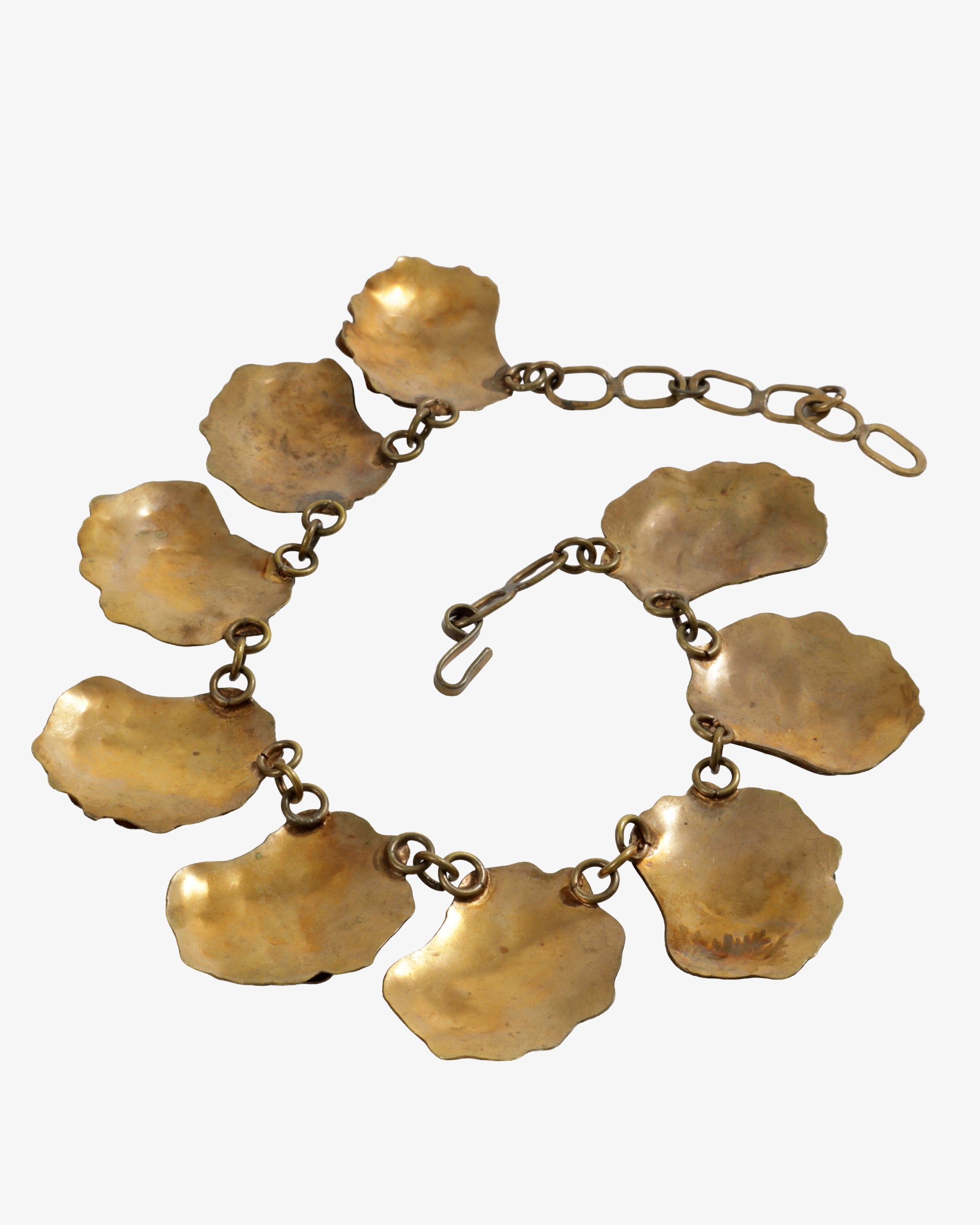 Gold metal necklace with petals