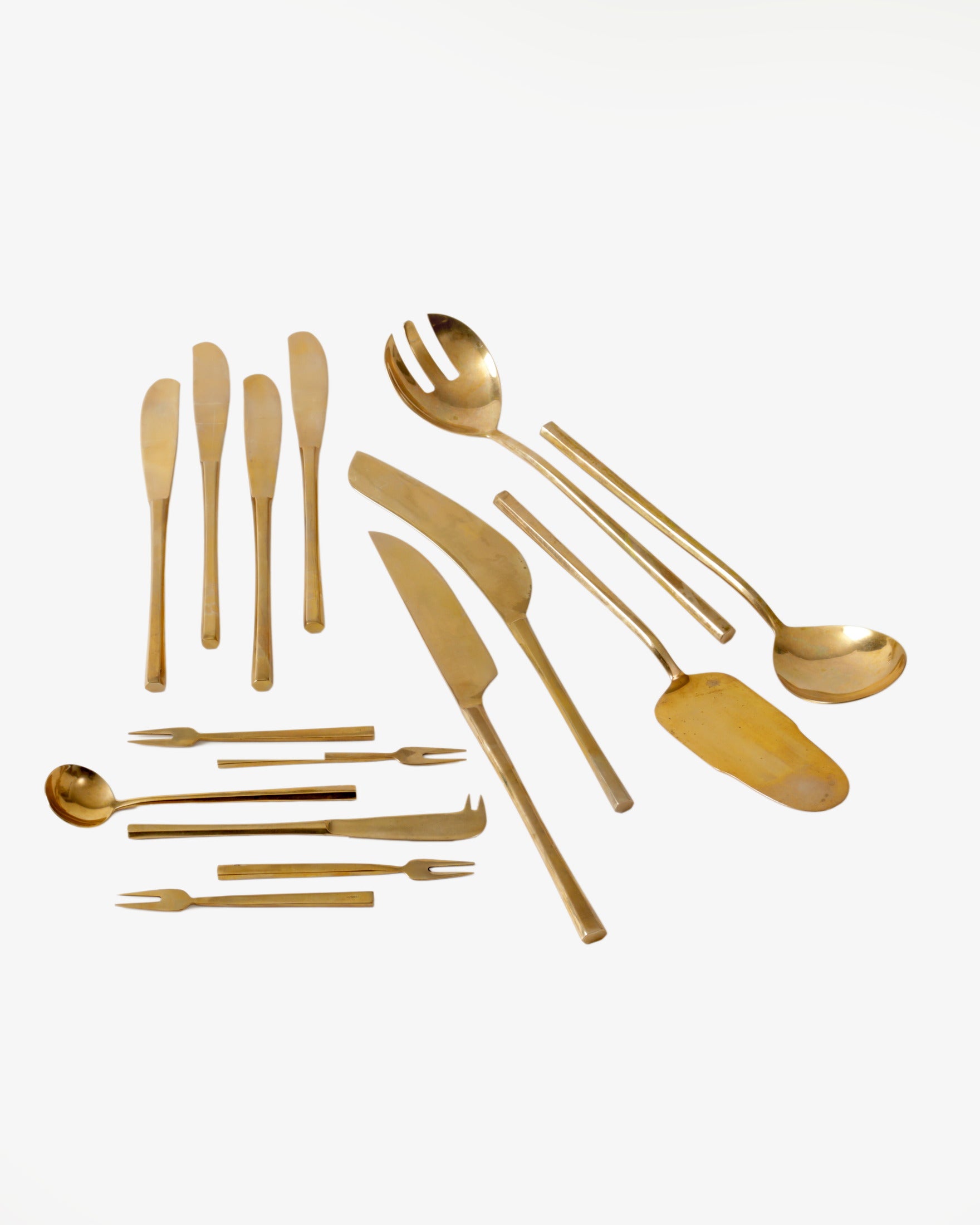 1950s brass cutlery with box