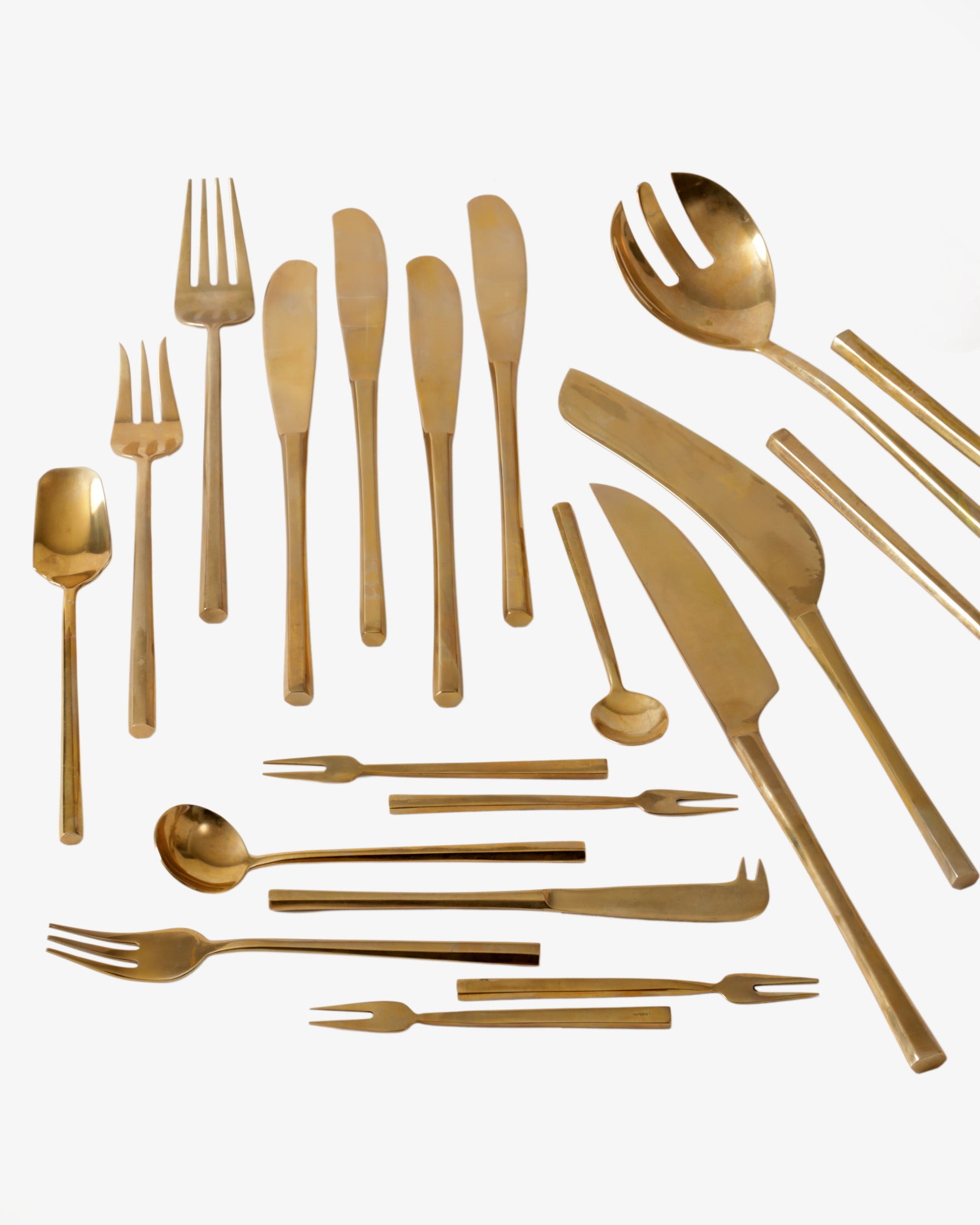 1950s brass cutlery with box