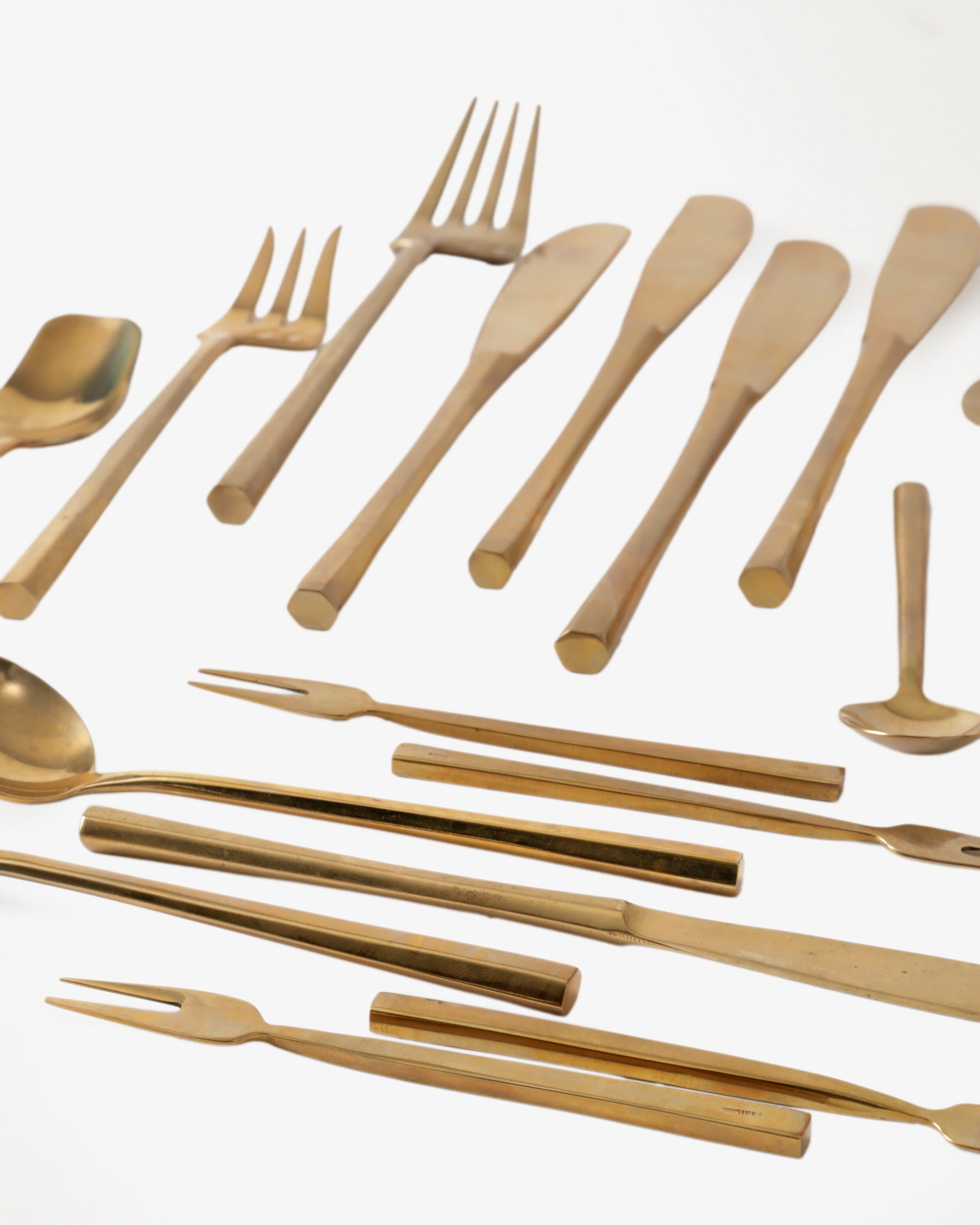 1950s brass cutlery with box