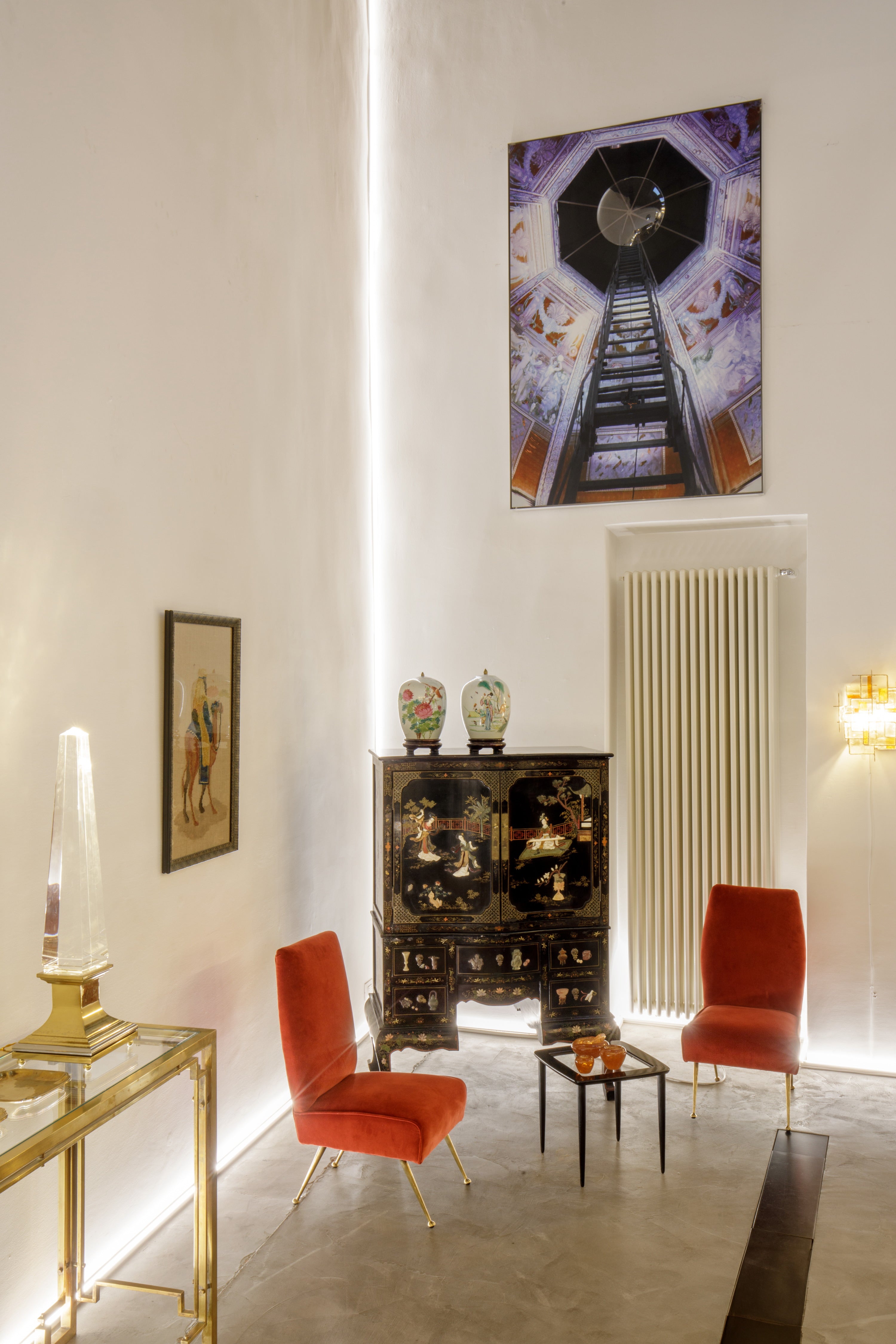 Pair of amaranth armchairs from the 60s reinterpreted triplef