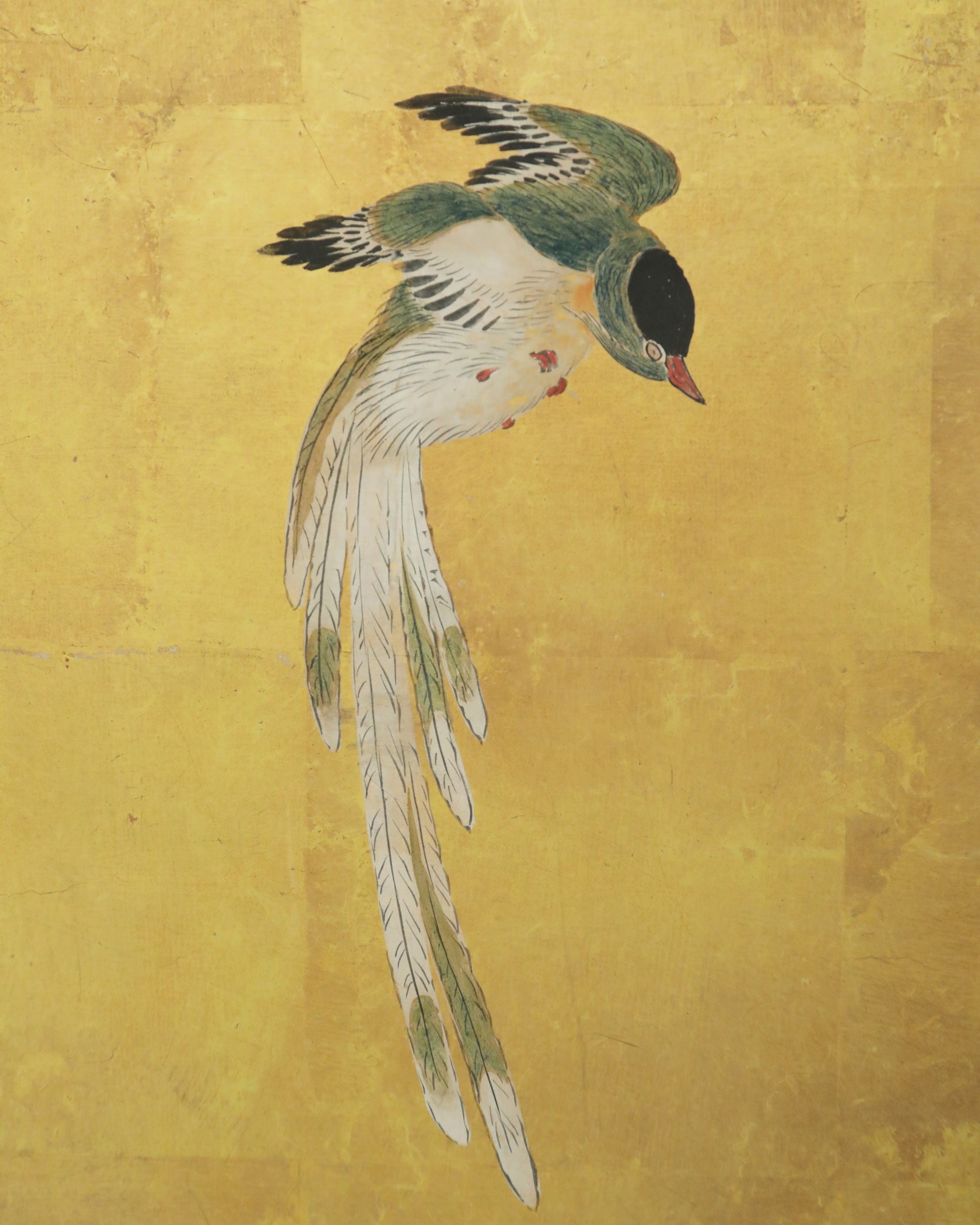 Folding screen with autumn flowers and birds in flight